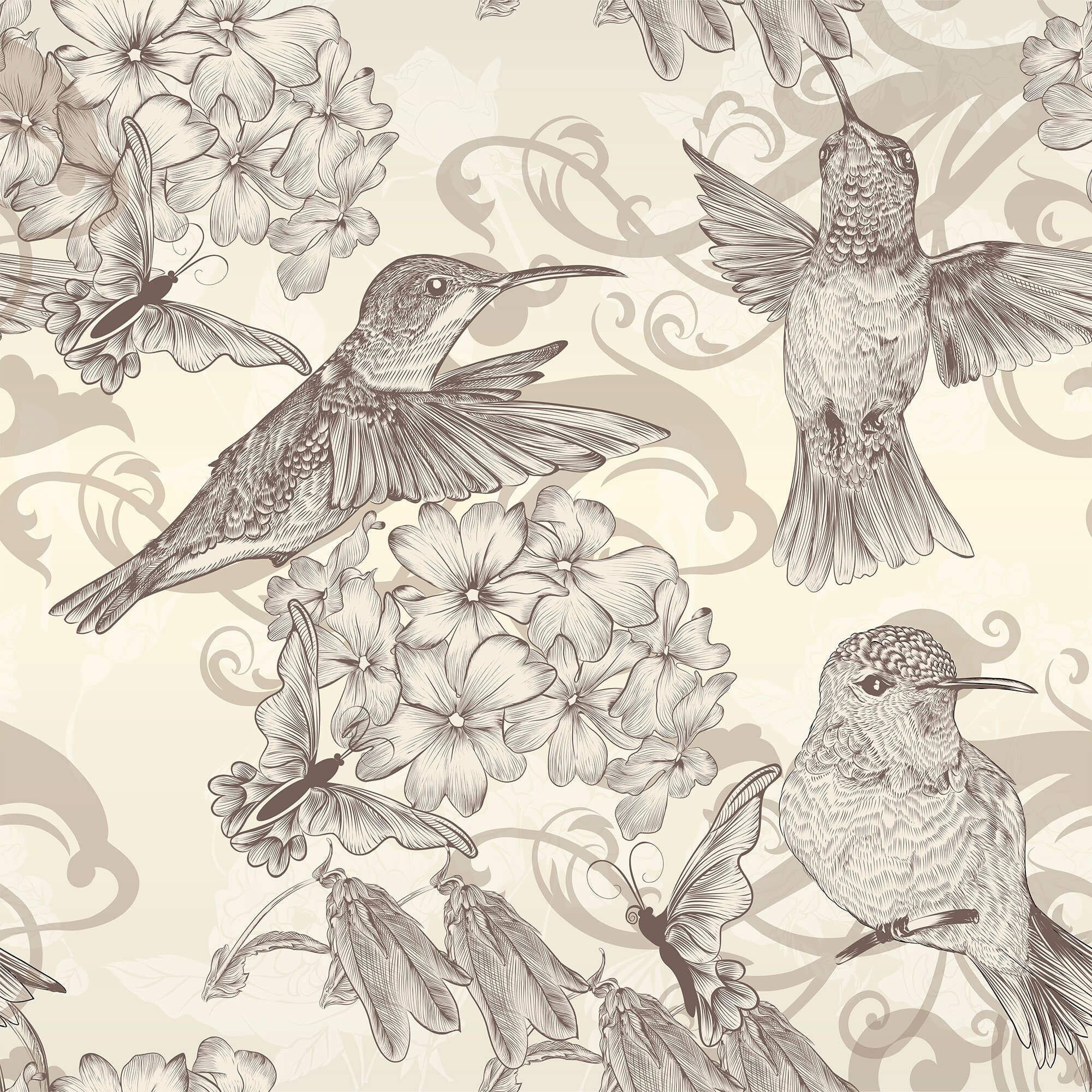 Beige Floral Animal Print Peel and Stick Removable Wallpaper - Self-Adhesive Decorative Wall Covering for Bedroom, Nursery, Living Room Decor