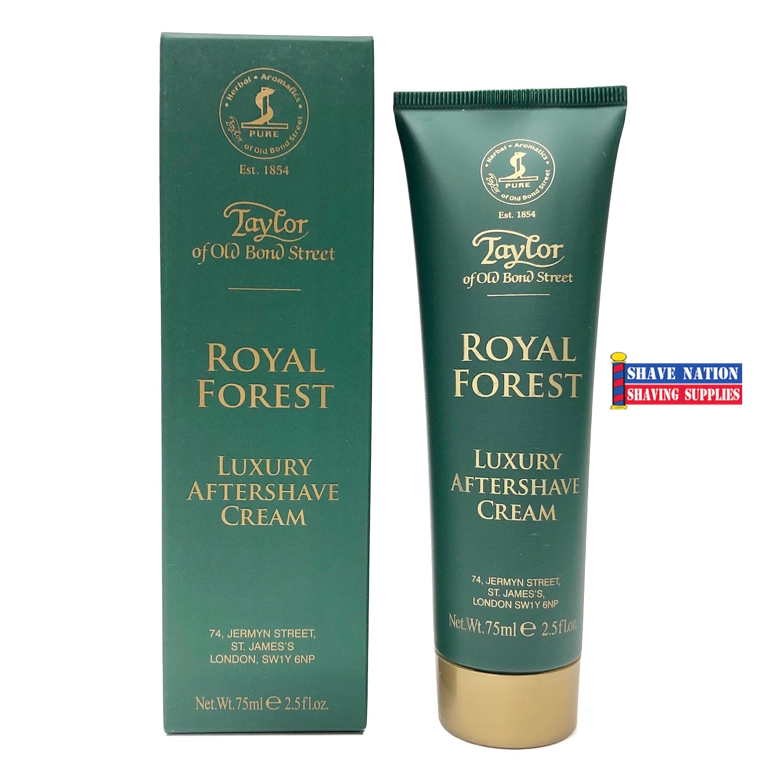 Taylor of Old Bond Street Royal Forest Luxury Aftershave Cream for Men - Premium Moisturizing Post-Shave Balm with Sandalwood & Cedarwood Scent - Perfect for Daily Grooming & Sensitive Skin Care