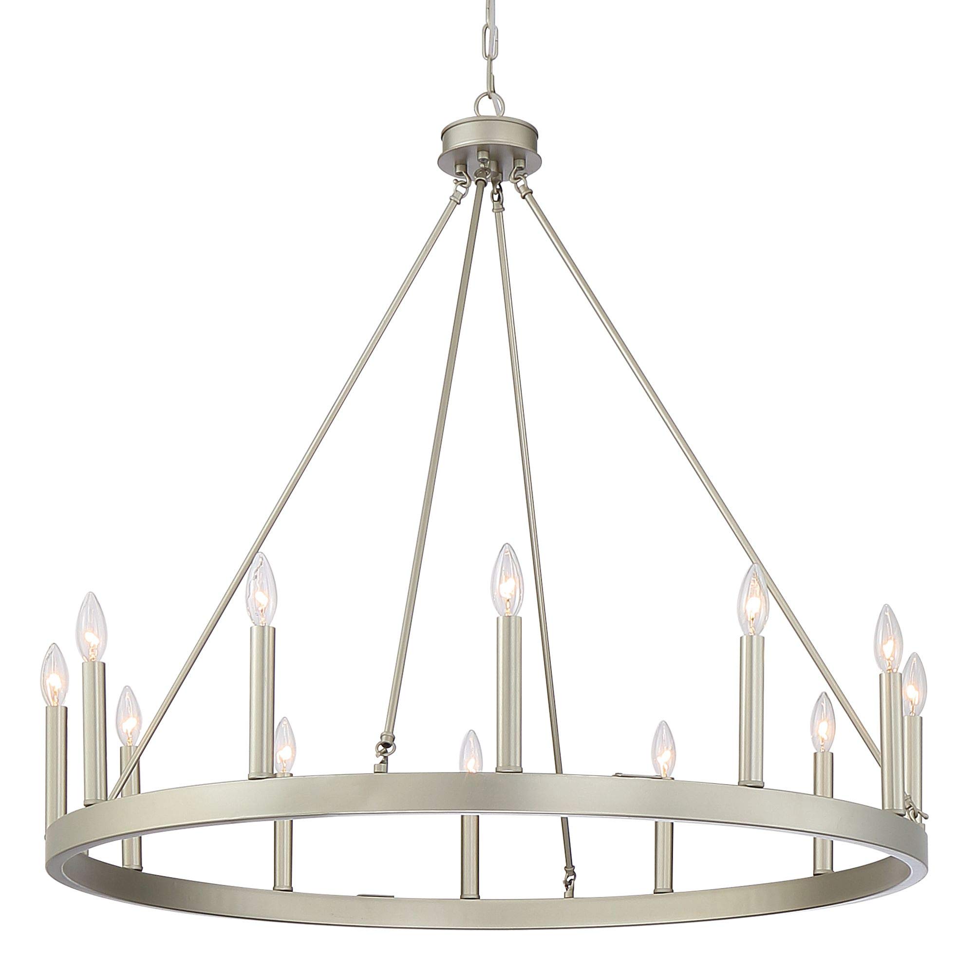 Vanity Art 12-Light Farmhouse Wagon Wheel Chandelier - Antique Silver Ceiling Light Fixture for Dining Room, Kitchen & Living Room | Rustic Home Decor, Country House Lighting