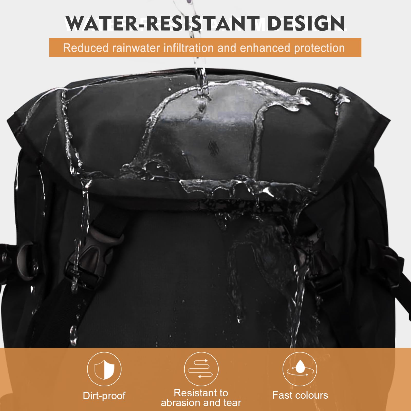 VGCUB Large Travel Backpack - Lightweight Waterproof Hiking & Camping Rucksack for Outdoor Sports, Gym & Daily Use - Extra Large Carry On Daypack for Men & Women (Black) - Perfect for Travel, Hiking, Camping & Work Commute