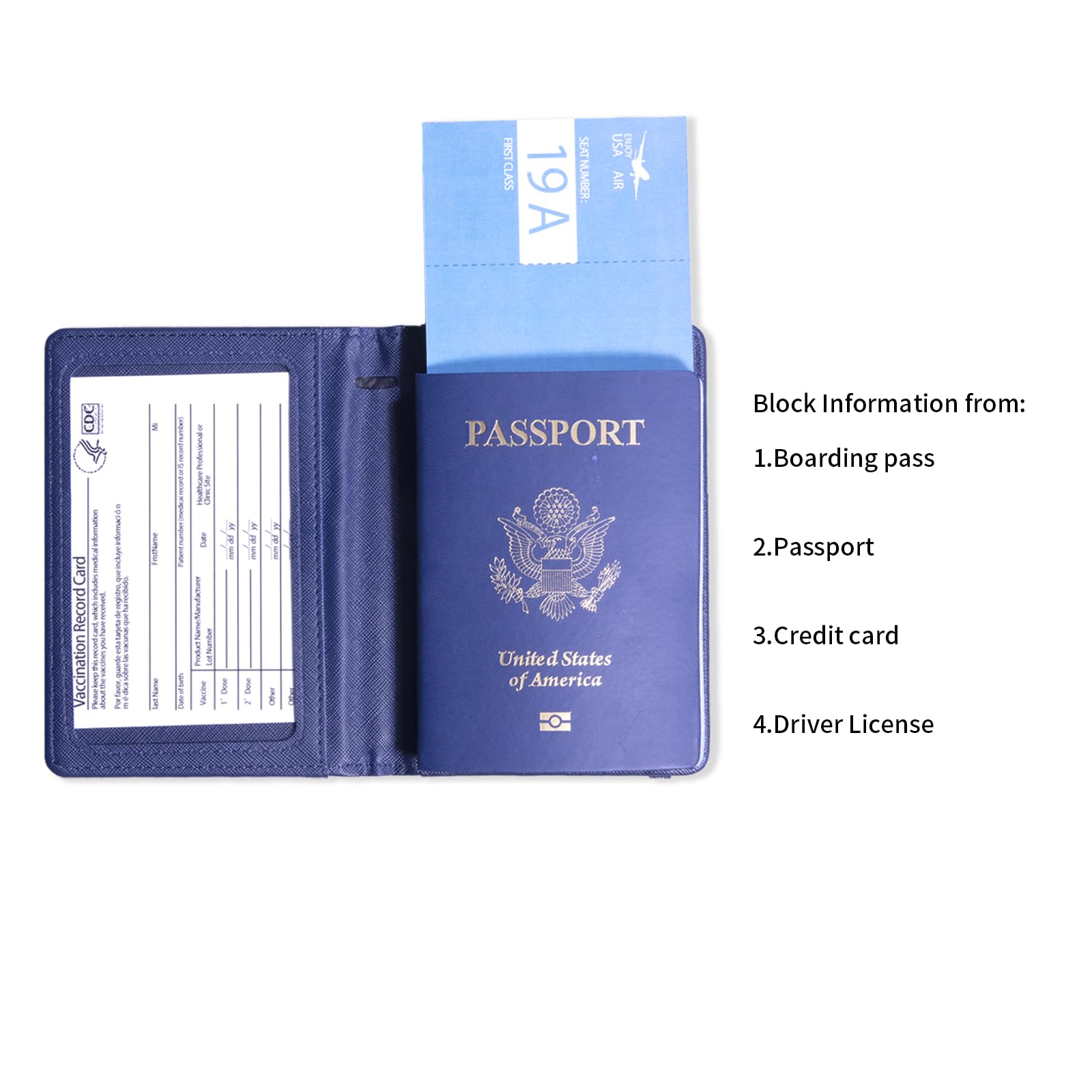 Premium RFID Blocking Passport Holder for Women & Men - Dark Blue Travel Wallet with Multiple Card Slots & ID Window - Perfect for Family Vacations, Business Trips & International Travel