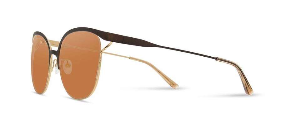 Shwood Odessa Metal Sunglasses for Men & Women - Bronze & Gold Frame with Brown Lenses - UV Protection, Retro Style for Outdoor, Driving, and Fashion