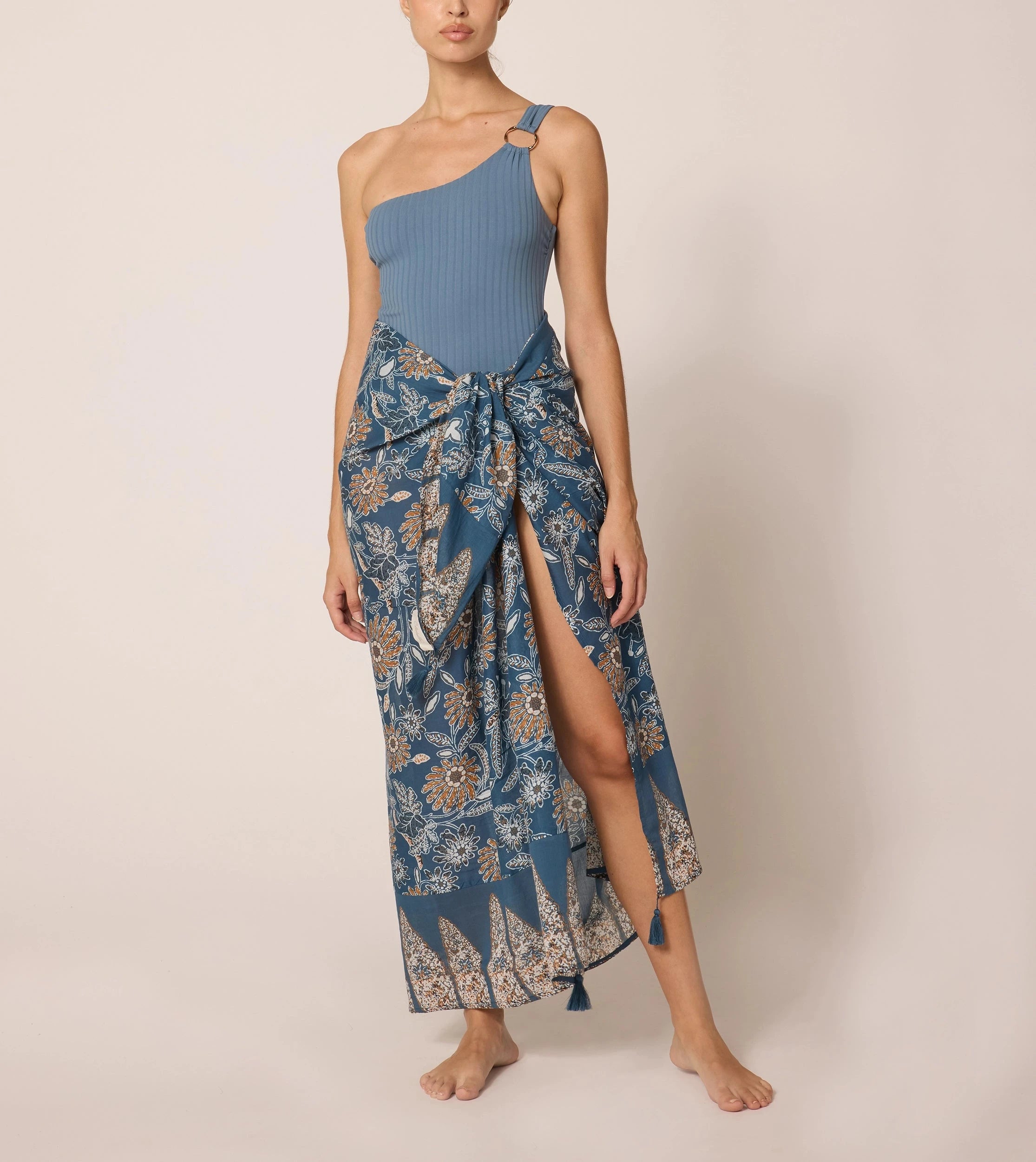 Artemis Sarong - Floral Magnolia Print Beach Wrap - Lightweight & Breathable for Summer Vacations, Poolside Lounging, and Tropical Getaways