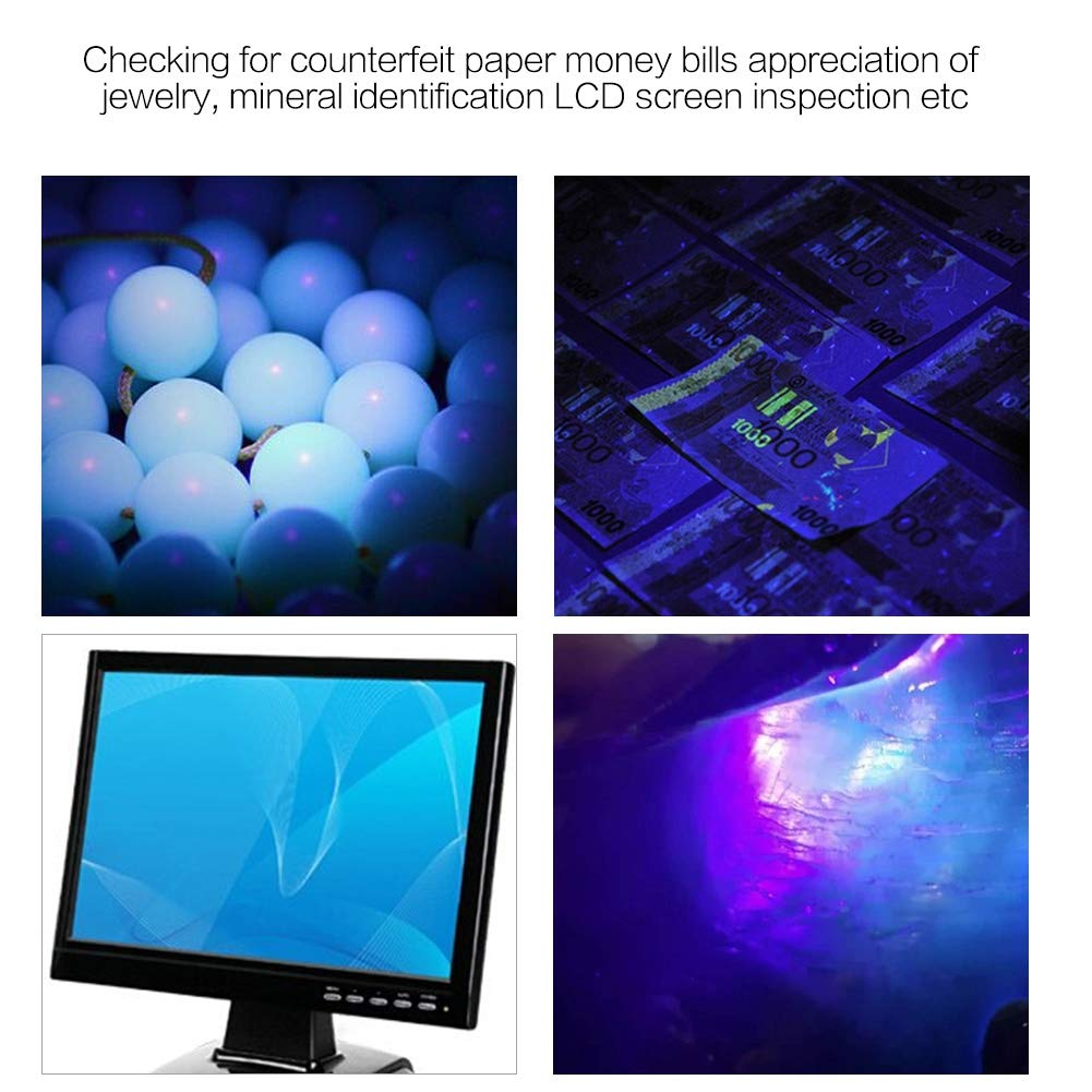 **Ultraviolet LED Flashlight - 3 Colors (White, Yellow, UV) for Jewelry Appraisal, Jade Detection & Handheld Use | Portable UV Light for Gemstone, Currency & Stain Inspection**