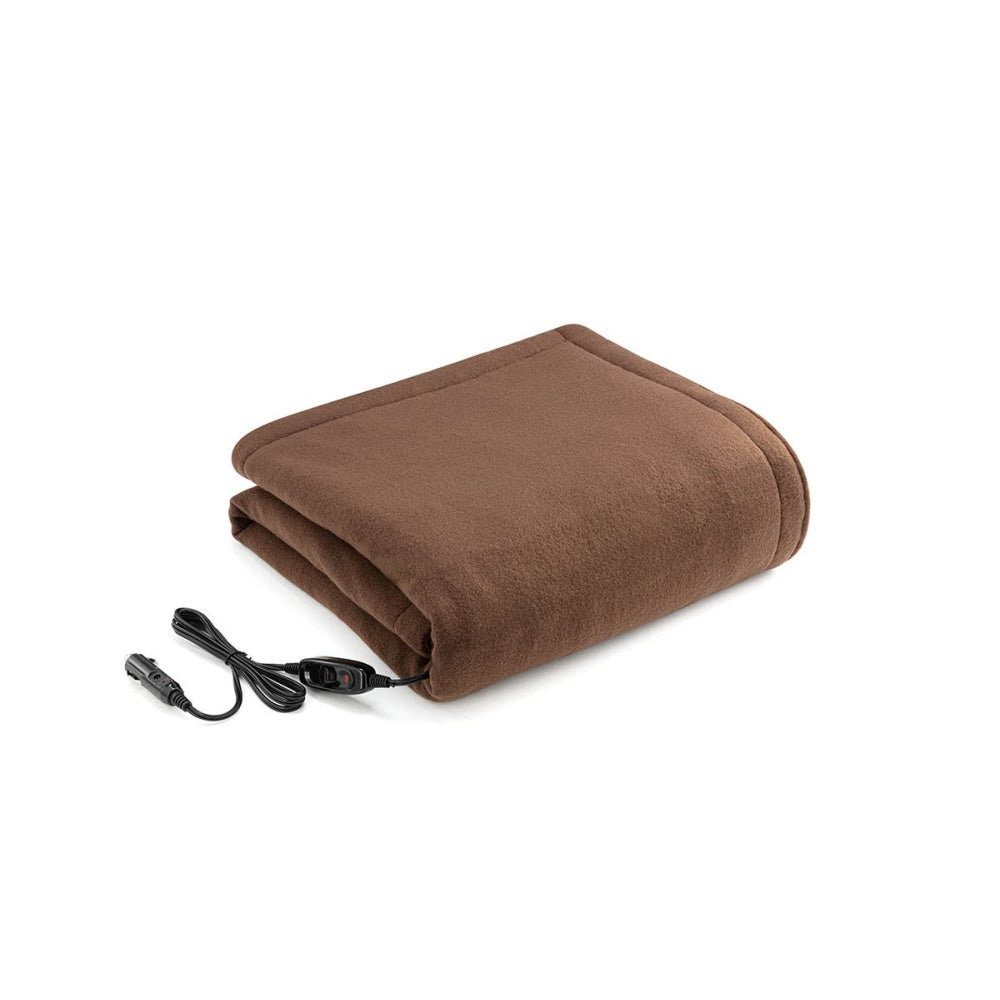 12V Car Electric Blanket - Ultra Soft & Warm Heated Blanket for Winter Travel - Perfect for Road Trips, Camping & Cold Weather Driving (Brown)
