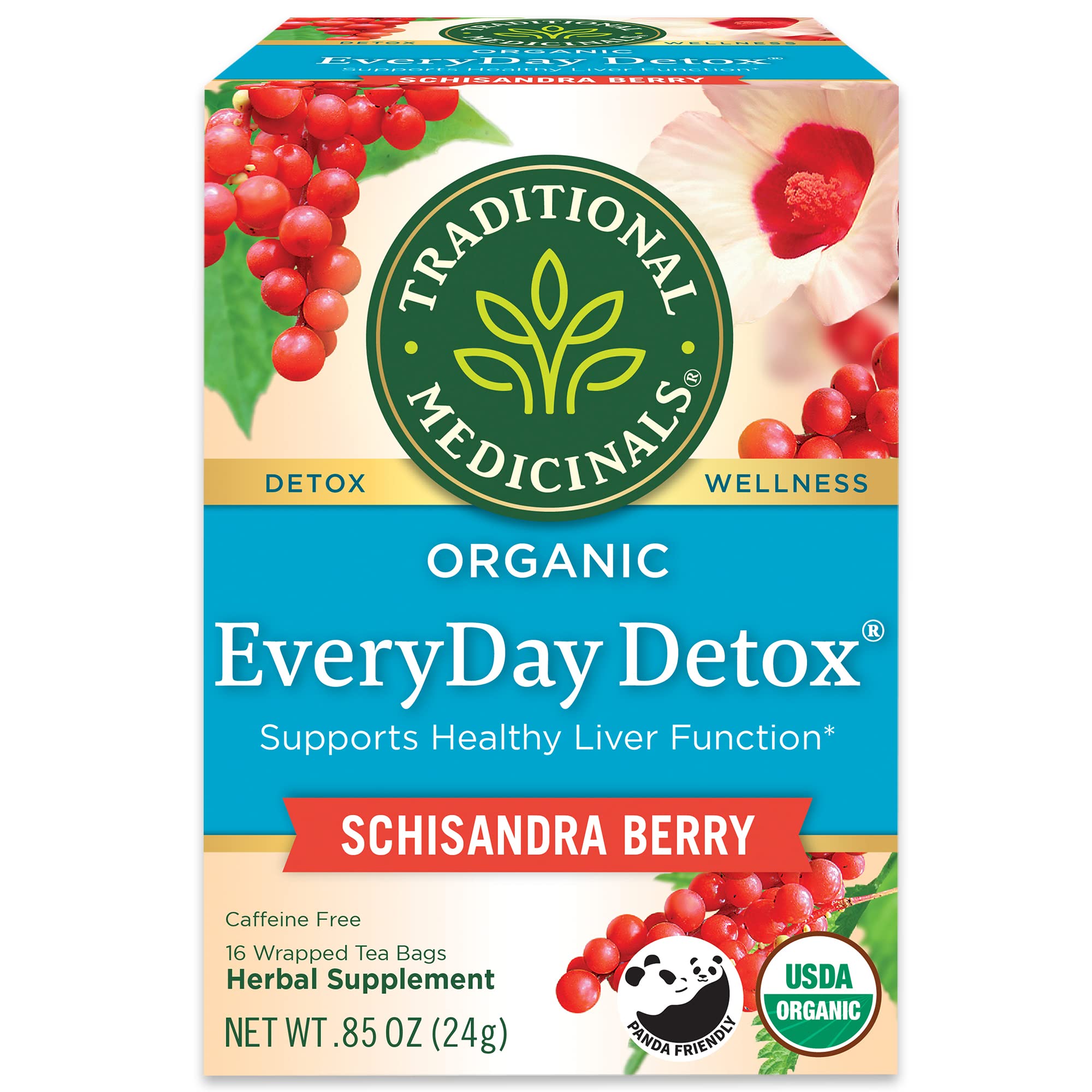 Organic Schisandra Berry Herbal Tea for Liver Detox & Healthy Function | Traditional Medicinals | 16 Tea Bags Pack | Supports Digestion & Cleansing | Perfect for Daily Wellness & Detox Routines
