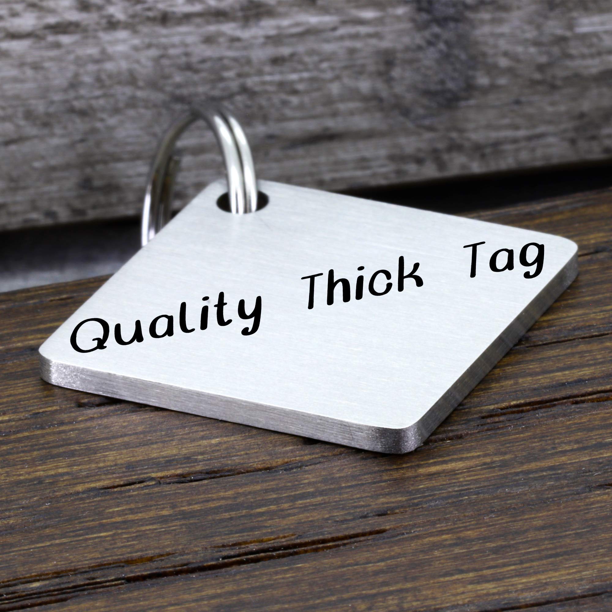 Custom Engraved Stainless Steel Dog ID Tag - Personalized Pet Name Tag with Diamond Design for Small Medium Large Dogs - Durable Brushed Silver Metal Collar Tag for Daily Walks, Travel & Safety Identification