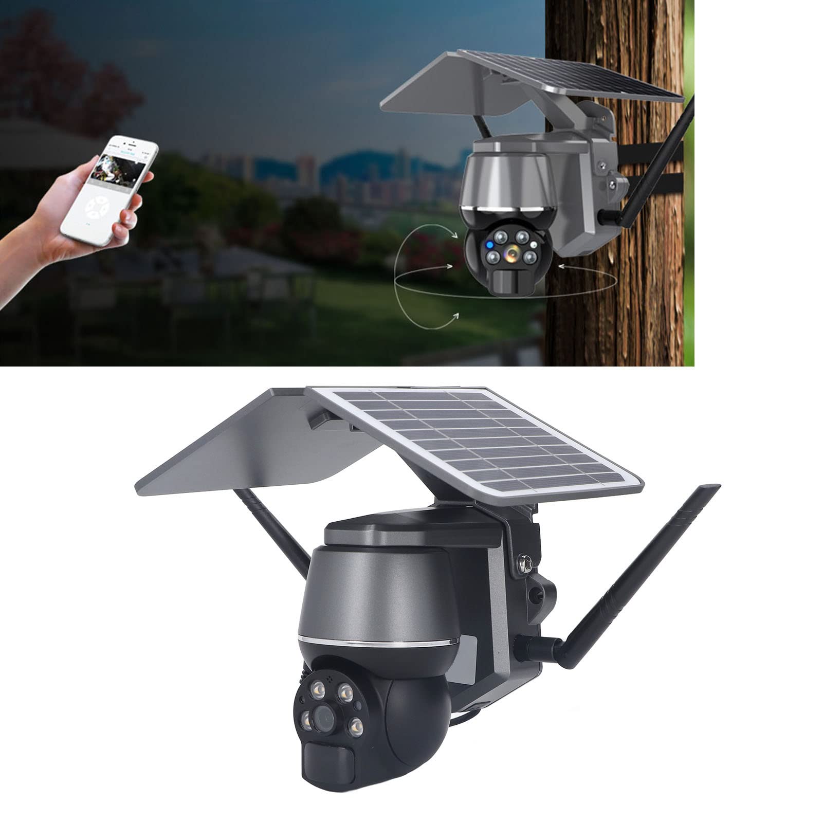 SEAFRONT Solar-Powered Wireless Outdoor Security Camera System - 1080P/3MP HD, 360° PTZ, Motion Detection, 2-Way Audio, 4G LTE Compatible (US Version) - Ideal for Home, Farm, Ranch & Business Surveillance