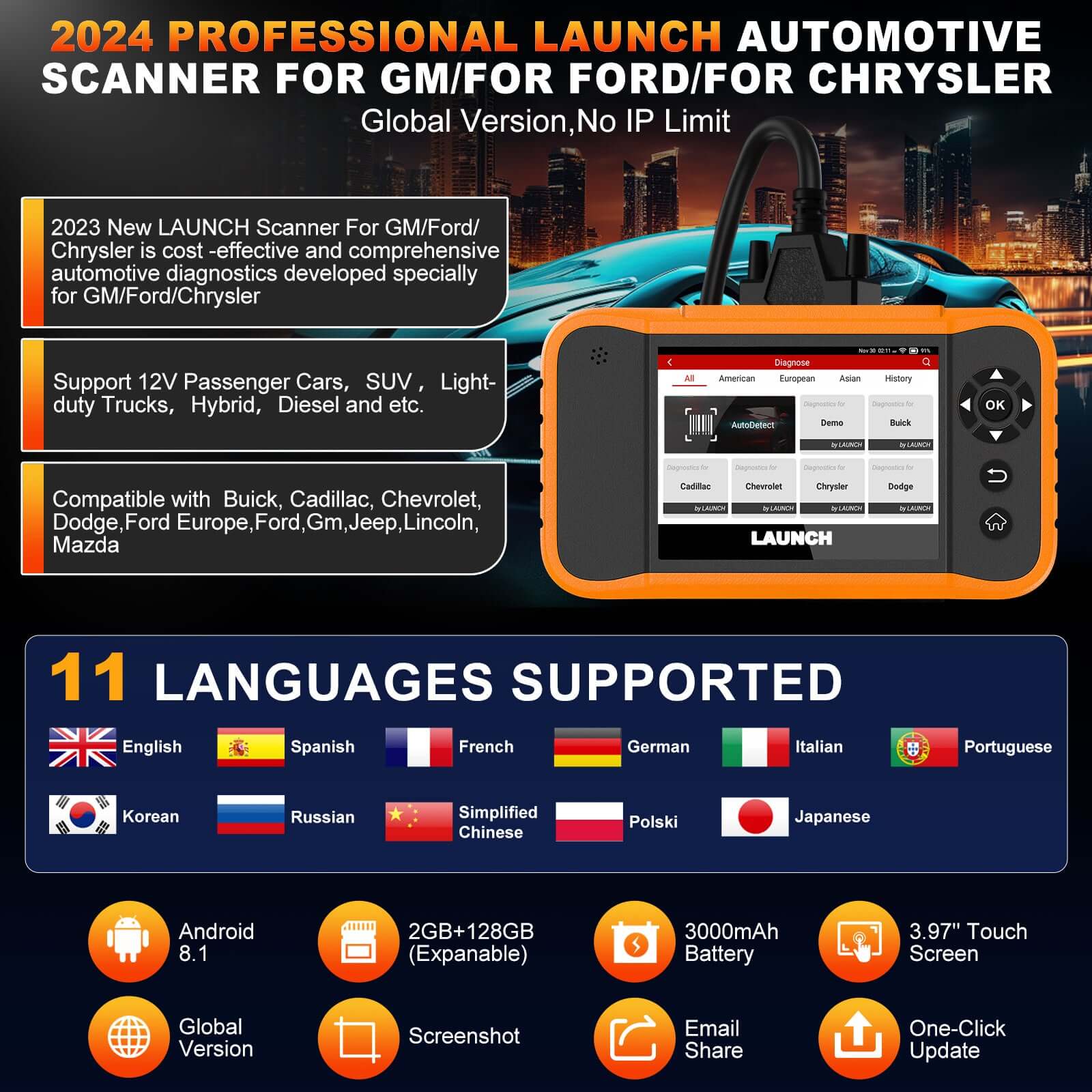 2025 LAUNCH X431 Creader Elite V2.0 OBD2 Scanner - Advanced Bi-Directional Diagnostic Tool for Ford, GM, Chrysler Vehicles | Read & Clear Codes, Live Data | Perfect for Mechanics & DIY Car Repairs