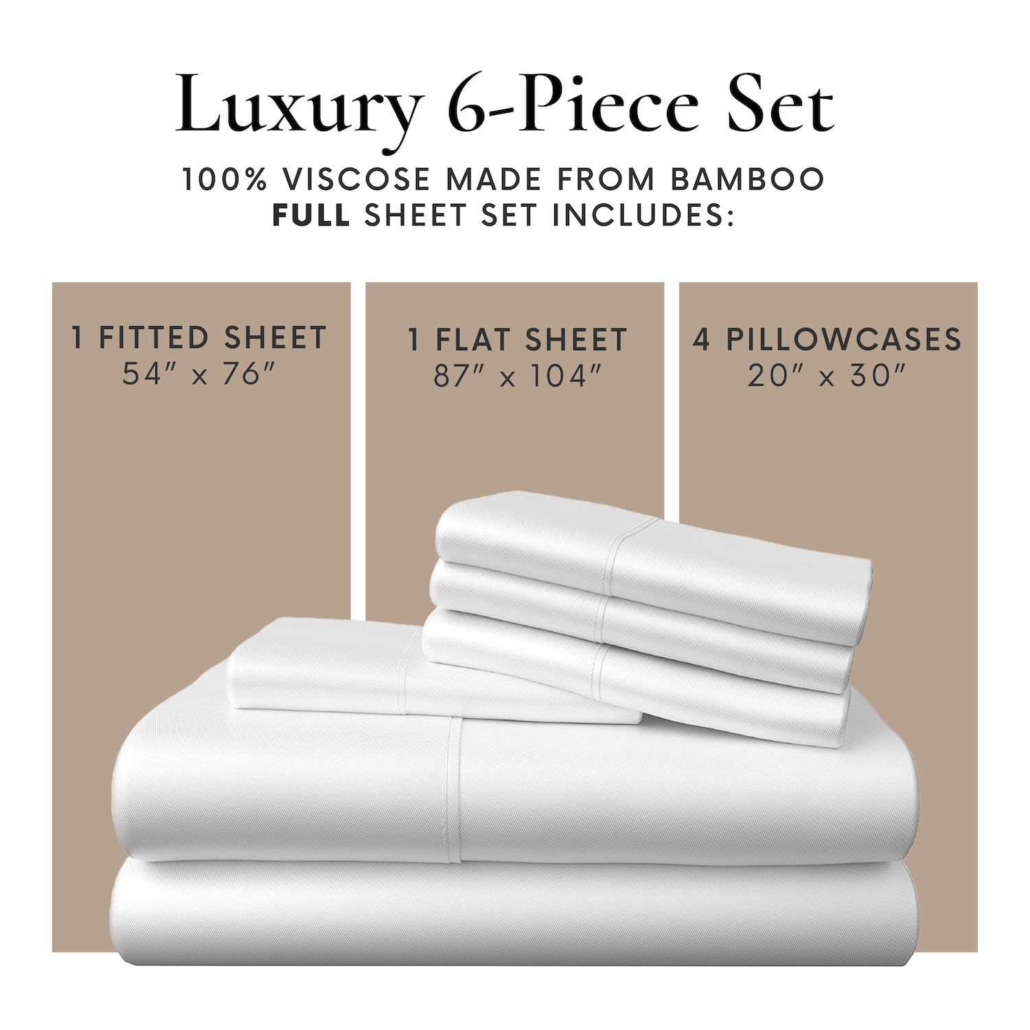 Bamboo Sheets Set - 100% Viscose, Breathable & Cooling for Hot Sleepers - Fits 16