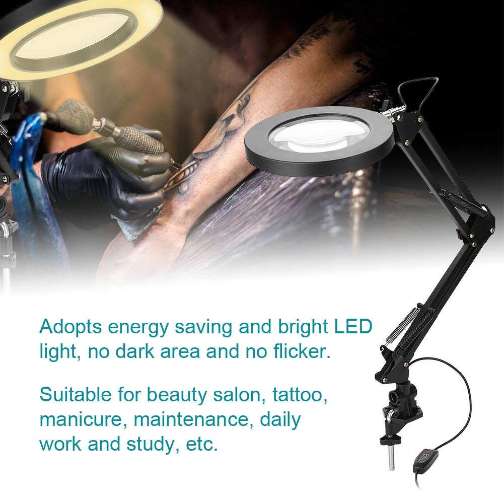5X Magnifying LED Lamp with Clamp Mount - Bright Adjustable Light for Salon, Eyeliner, Manicure & Tattoo | Perfect for Beauty Professionals & Home Use