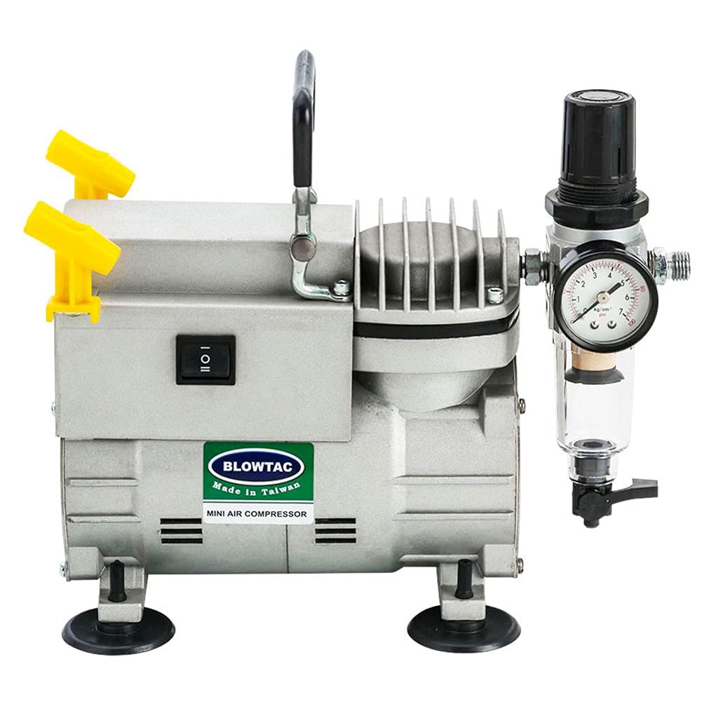 Oil-Free Single Cylinder Mini Air Compressor TC-20 with Airbrush Holder - Portable & Quiet for DIY, Painting, Nail Art & Home Use