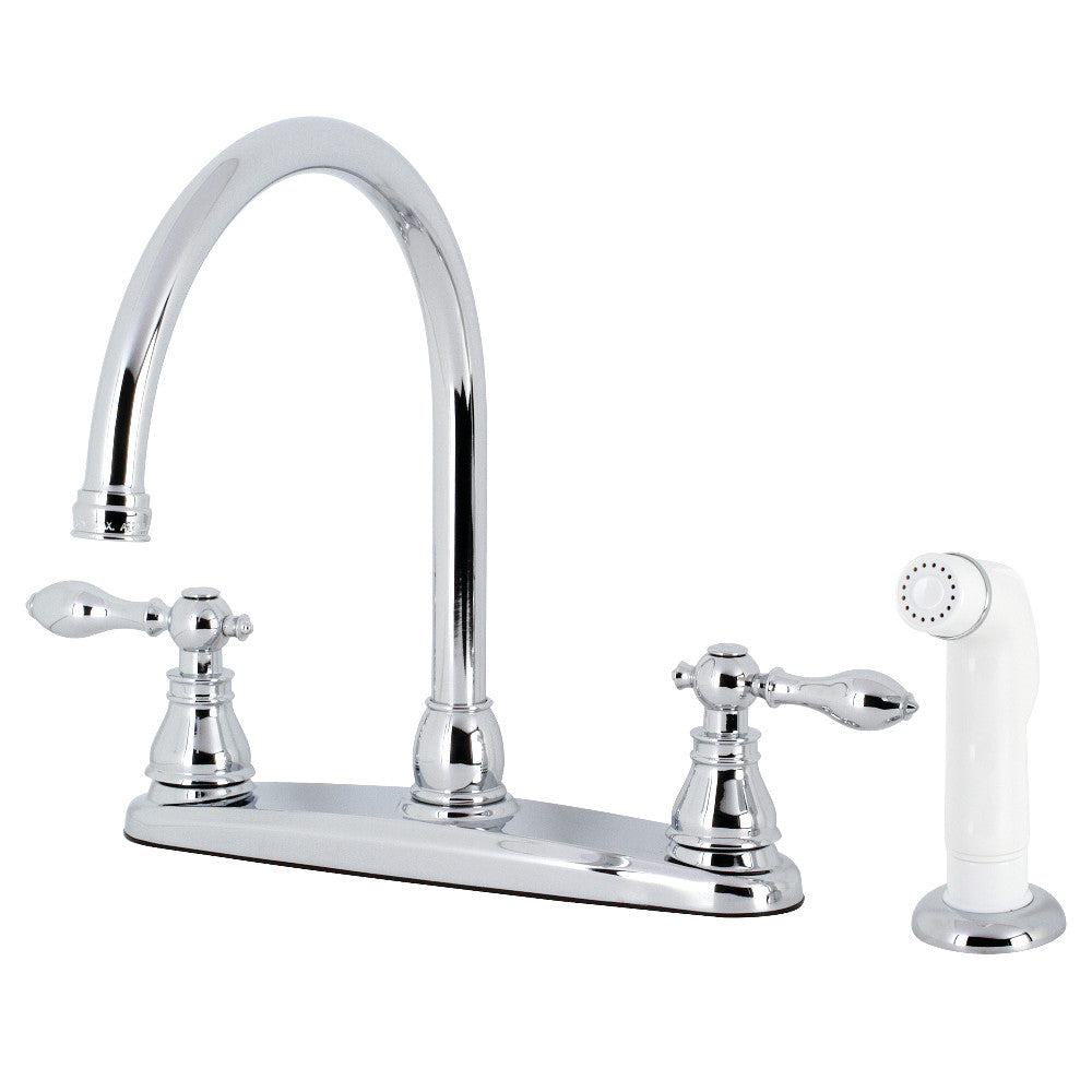 Kingston Brass KB726ACL American Classic Centerset Kitchen Faucet with Side Sprayer - High Arc Pull-Out Sprayer for Modern Kitchens, Easy Installation & Durable Finish (Perfect for Cooking, Washing Dishes & Food Prep)
