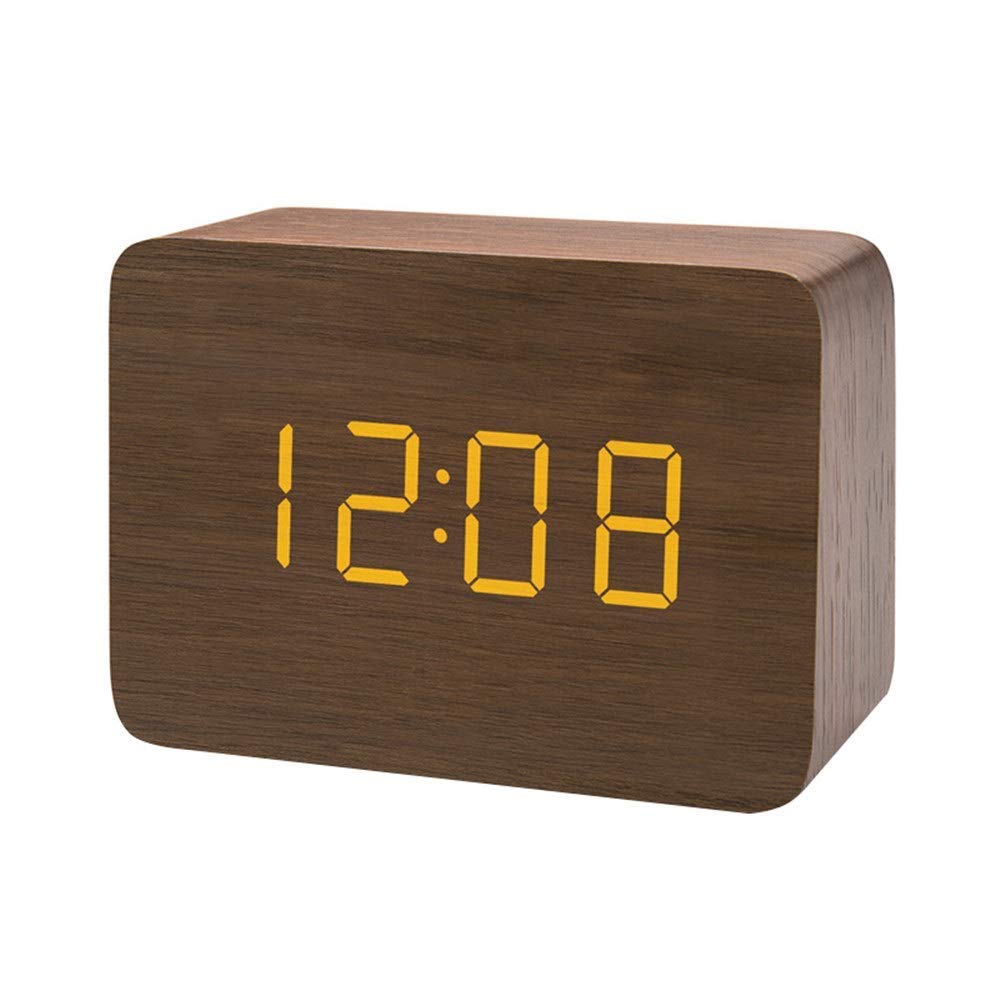 Multifunctional Digital Alarm Clock - Silent, Minimalist Design for Bedroom, Home, Office & School - Brown (One Size) | Perfect for Light Sleepers, Students & Professionals