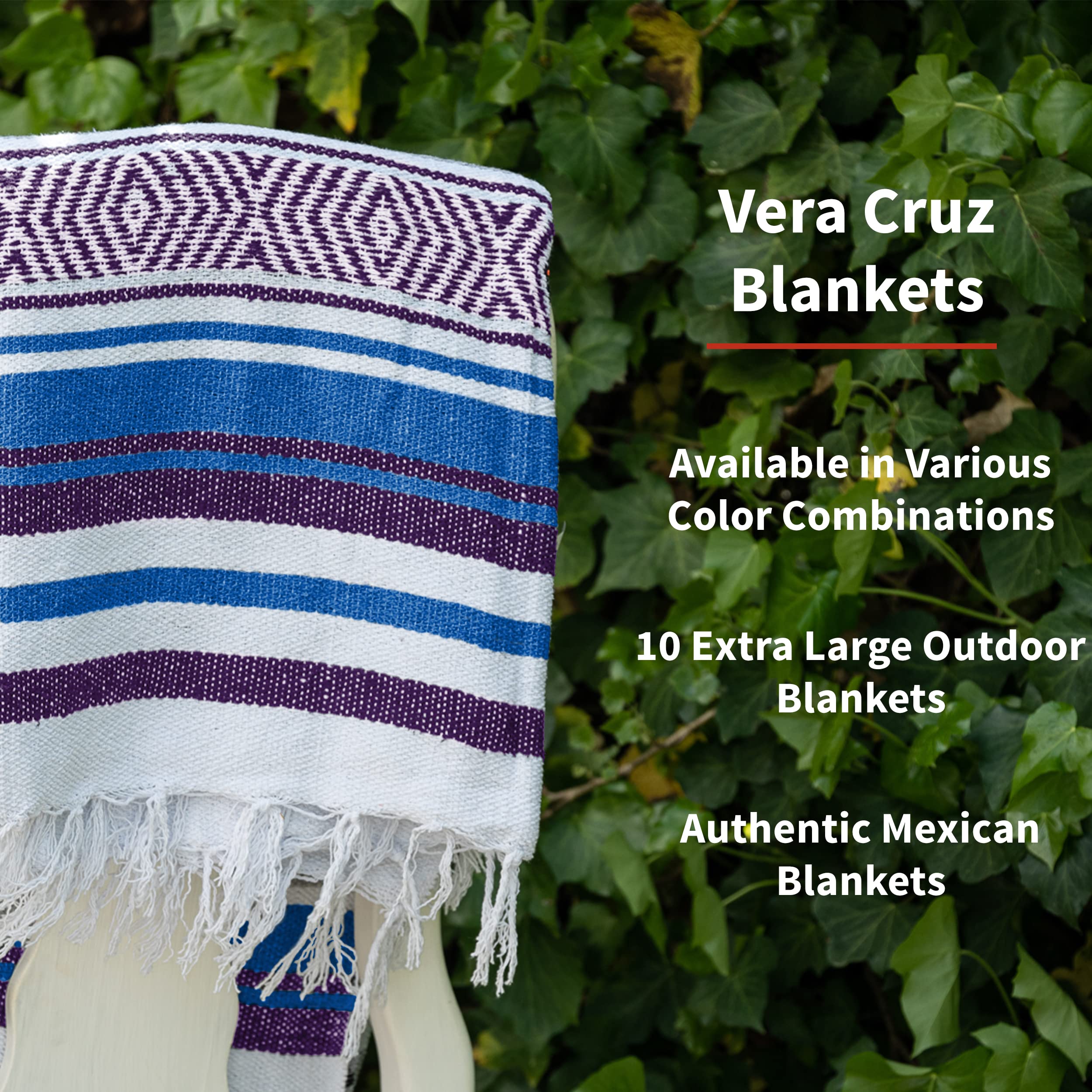 Vera Cruz Authentic Mexican Blankets & Throws - 10 Pack (75