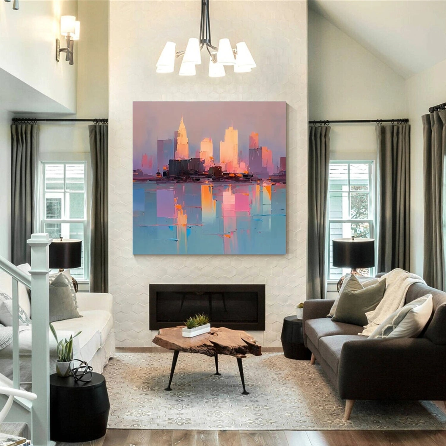 Abstract Urban Landscape Painting #UL 033 - Modern Wall Art for Living Room, Bedroom & Office Decor