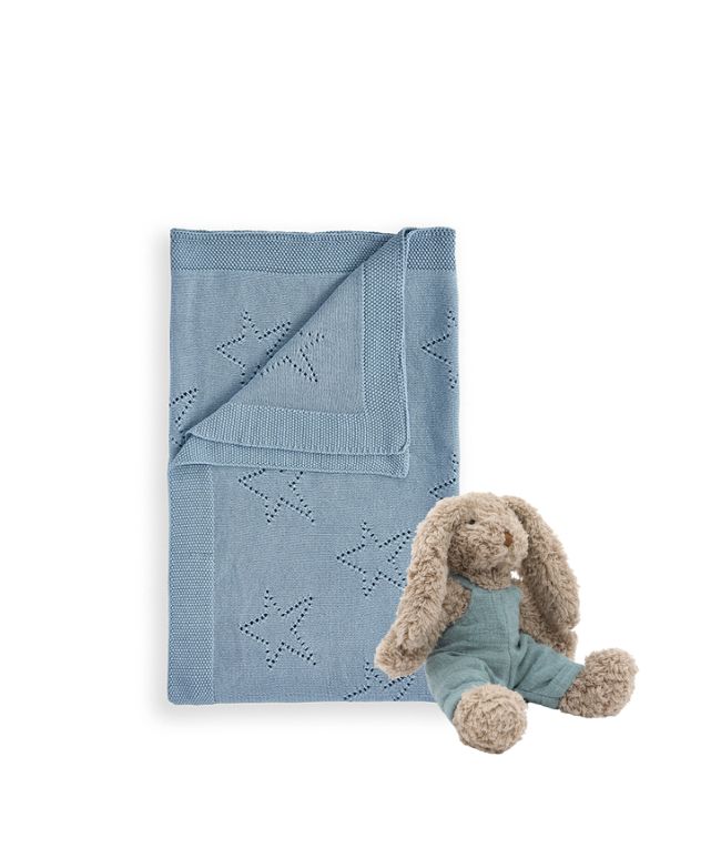 Custom Baby Bunny Personalized Blanket - Soft & Cozy Blue Blanket for Newborns, Infants & Toddlers - Perfect for Nursery, Baby Shower Gifts & Snuggling