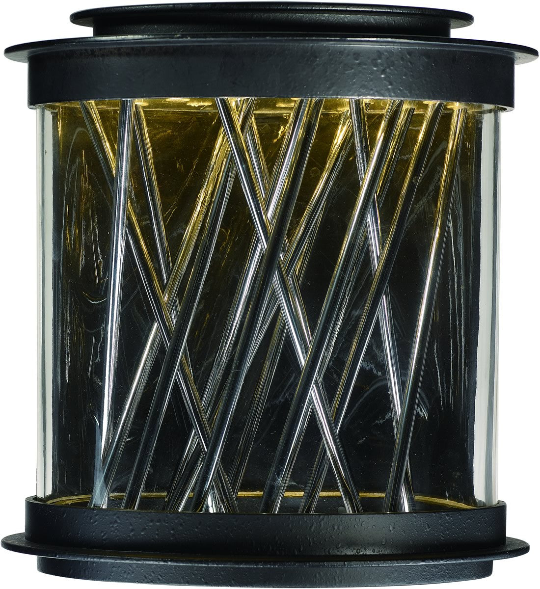 11H Bedazzle LED Outdoor Wall Light Lantern - Weatherproof Ebony/Polished Chrome Finish - Perfect for Porch, Patio, Garden and Entryway Lighting