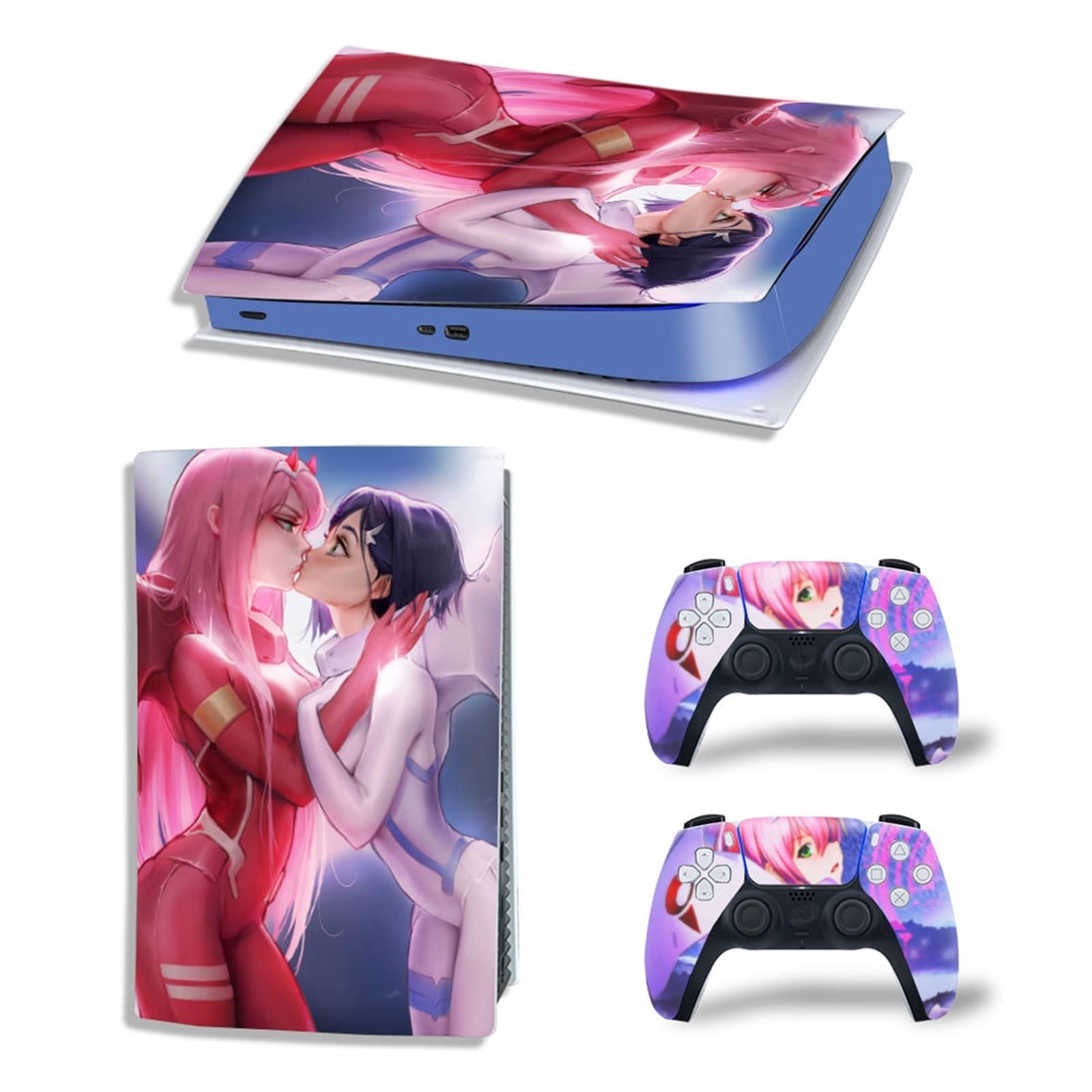 Anime Console Vinyl Skin Decal for PS5 Digital Edition - Scratch-Resistant Protective Cover for 2 Controllers - Bubble-Free Application, Durable Anti-Scratch Film (Perfect for Gaming Setups & Collector Displays)