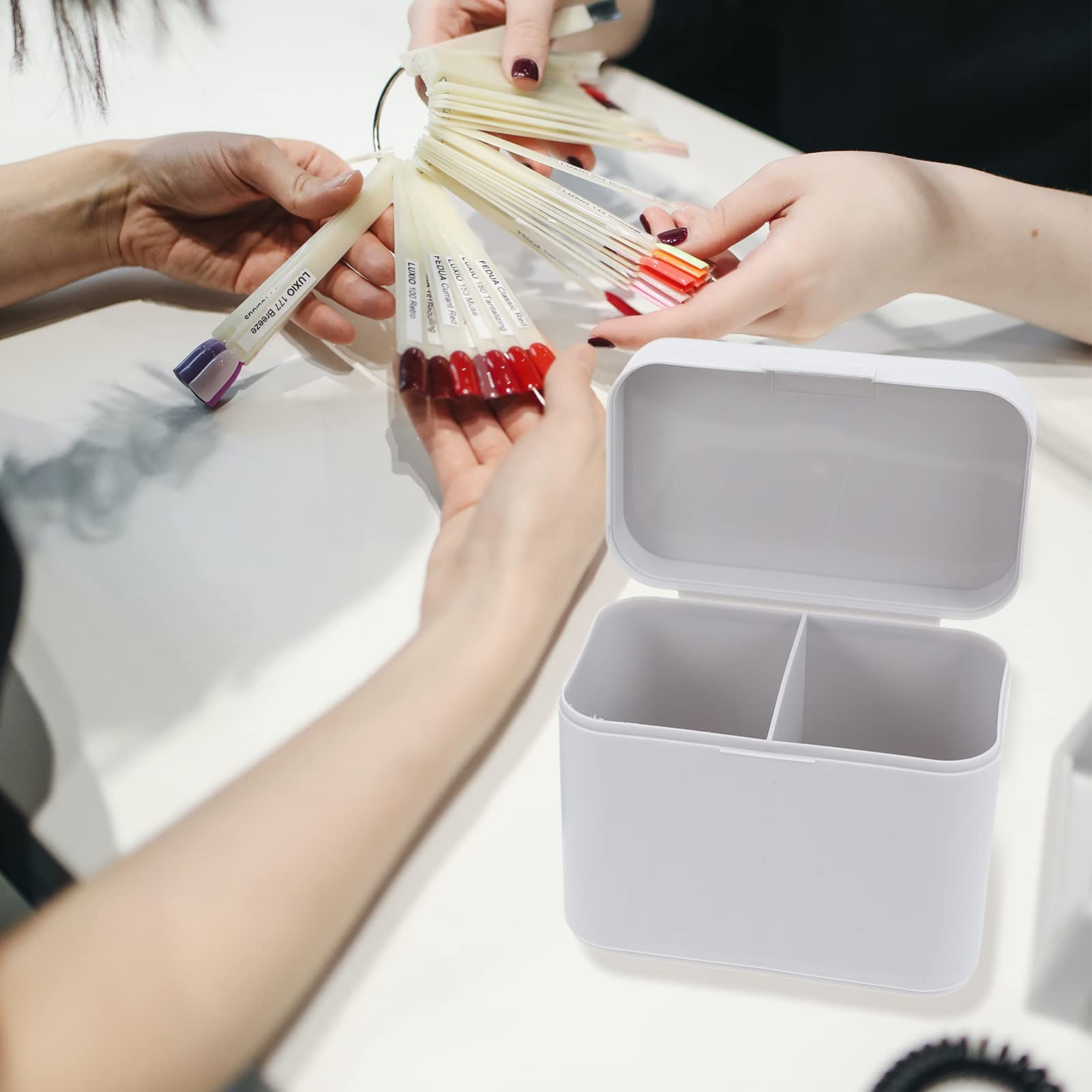 FRCOLOR Nail Art Storage Box - Clear PP Plastic Organizer for Nail Tips, Glue, and Tools - Perfect for Salon, Home, and Travel Use