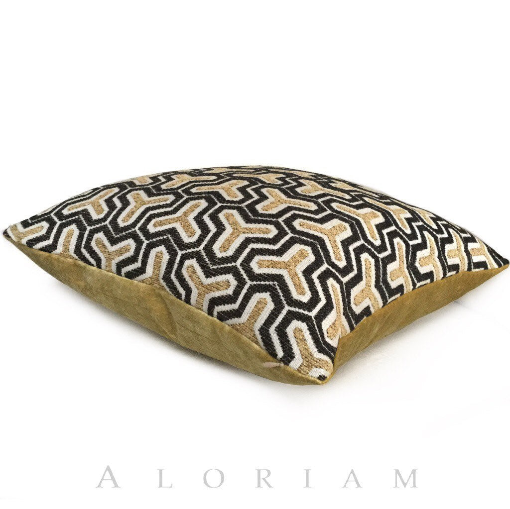 Geometric Pattern Chenille Pillow Cover - Cream Beige Brown Textured Throw Pillow Case for Sofa, Bed, Couch Decor - Home & Living Room Accessories