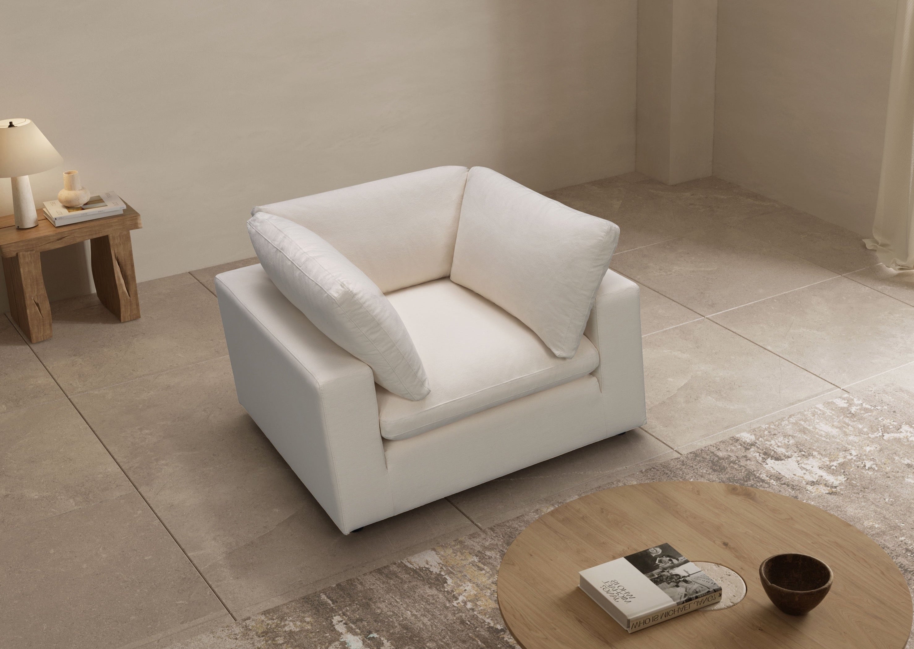 Modern Cali Lounge Chair in Sol Ivory - Stylish Accent Chair for Living Room, Bedroom, or Office - Perfect for Relaxing, Reading, and Home Decor