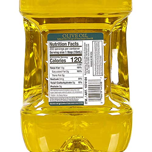 Kirkland Signature 100% Pure Refined Olive Oil - 2 Pack (3 Liters Each) | Premium Cooking Oil for Baking, Frying & Salad Dressing | Healthy Mediterranean Diet Essential