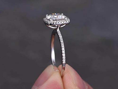 1.50 Carat Halo Moissanite & Diamond Engagement Ring in 18k Gold Plating - Perfect for Proposals, Weddings & Anniversary Gifts