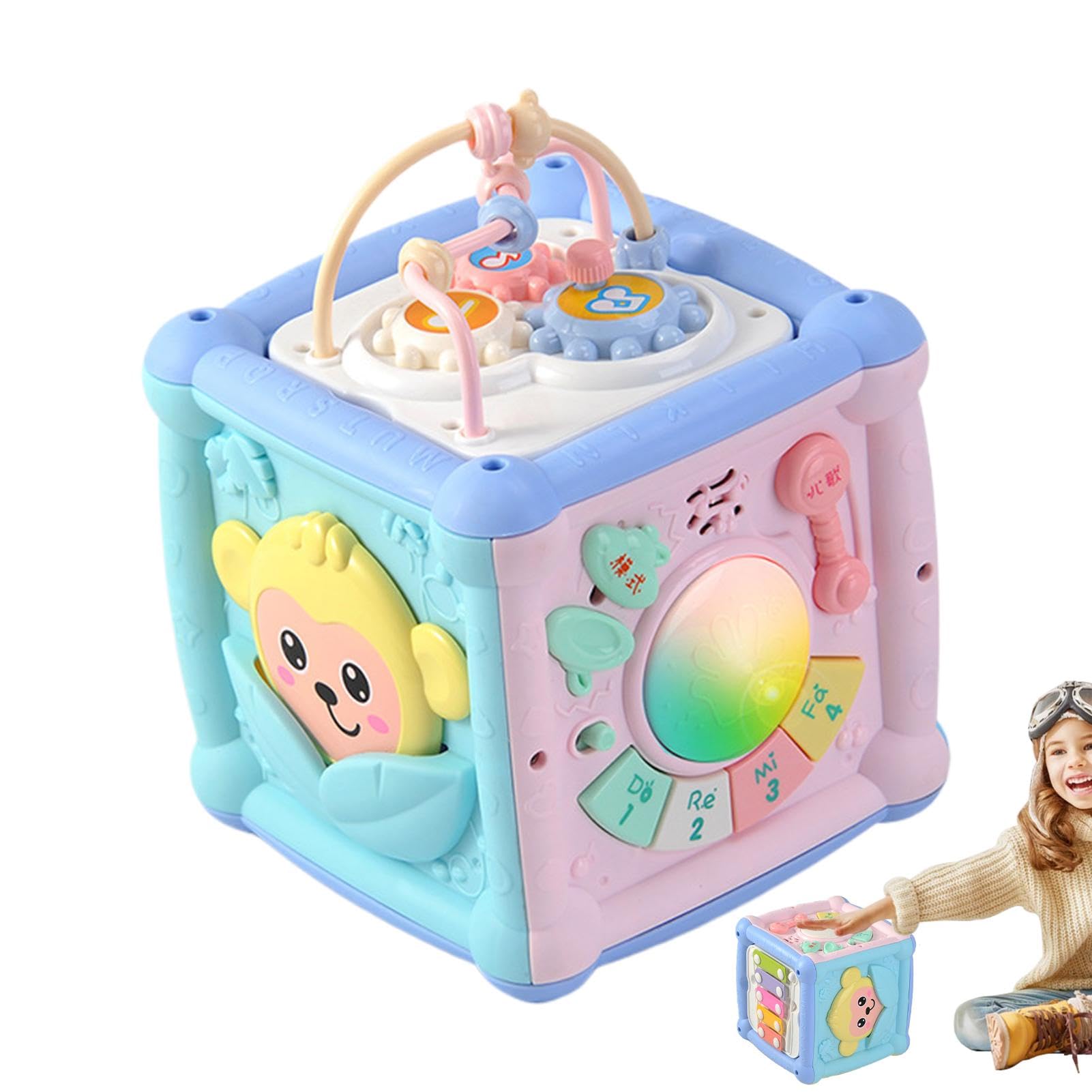 Piano Drum Toddler Toy with Bead Maze & Building Blocks - Cartoon Musical Instrument for 0-1 Year Olds - Perfect for Early Learning & Playtime at Home or Daycare