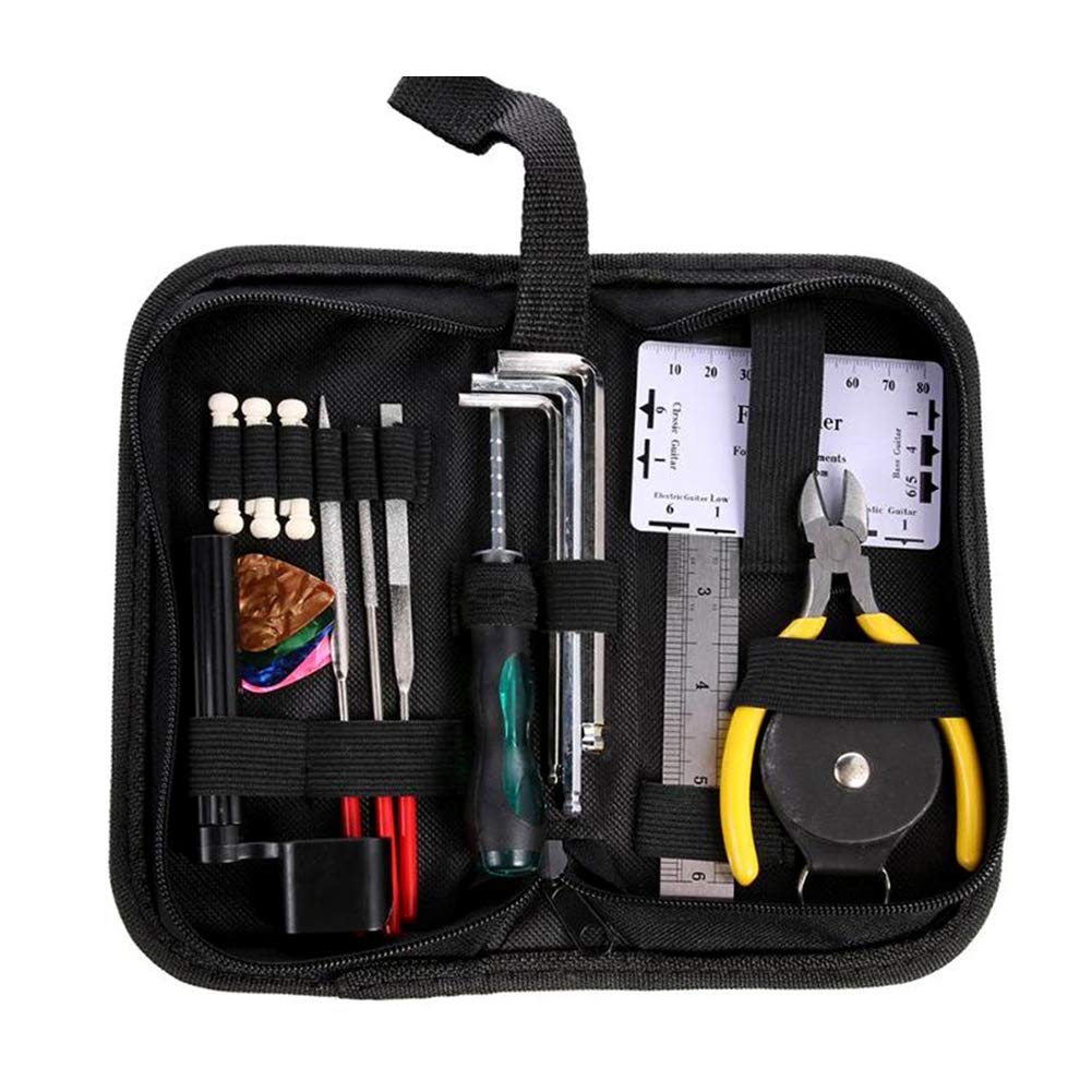 HBIAO Professional Guitar Maintenance Kit - 12-Piece Guitar Cleaning & Repair Tools Set for Luthiers, Includes String Cutter, Polishing Cloth, Fretboard Conditioner (Perfect for Home & Studio Guitar Care)