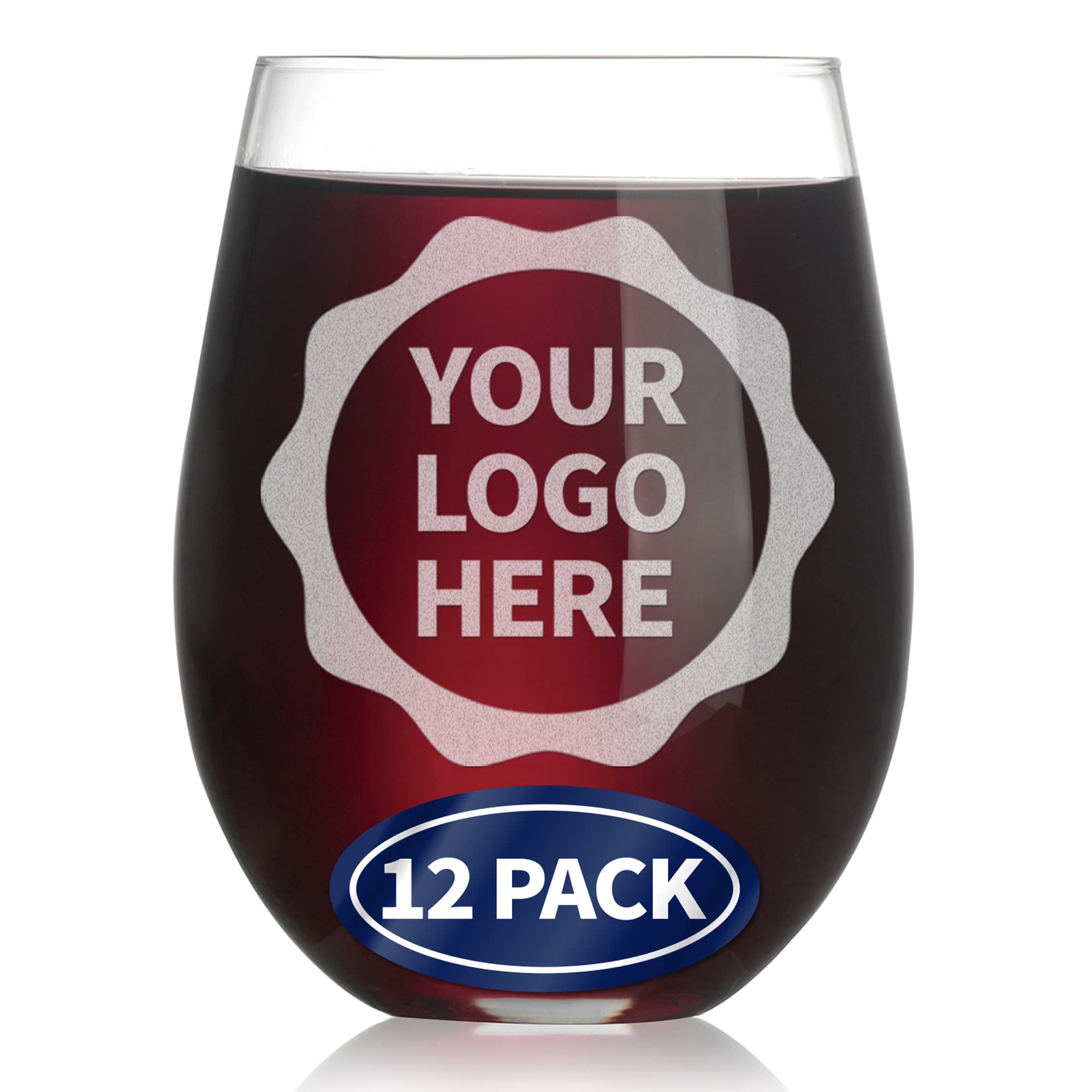 Personalized Custom Logo Stemless Wine Glasses - 12 Pack | Upload Your Design for Branding, Corporate Gifts, Realtor Events & Wedding Parties | Perfect for Promotions, Celebrations & Special Occasions