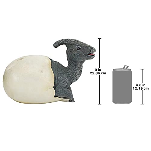 Design Toscano Prehistoric Parasaurolophus Dinosaur Egg Hatchling Garden Statue - Realistic Outdoor Dinosaur Decor for Lawn, Yard & Garden Landscaping