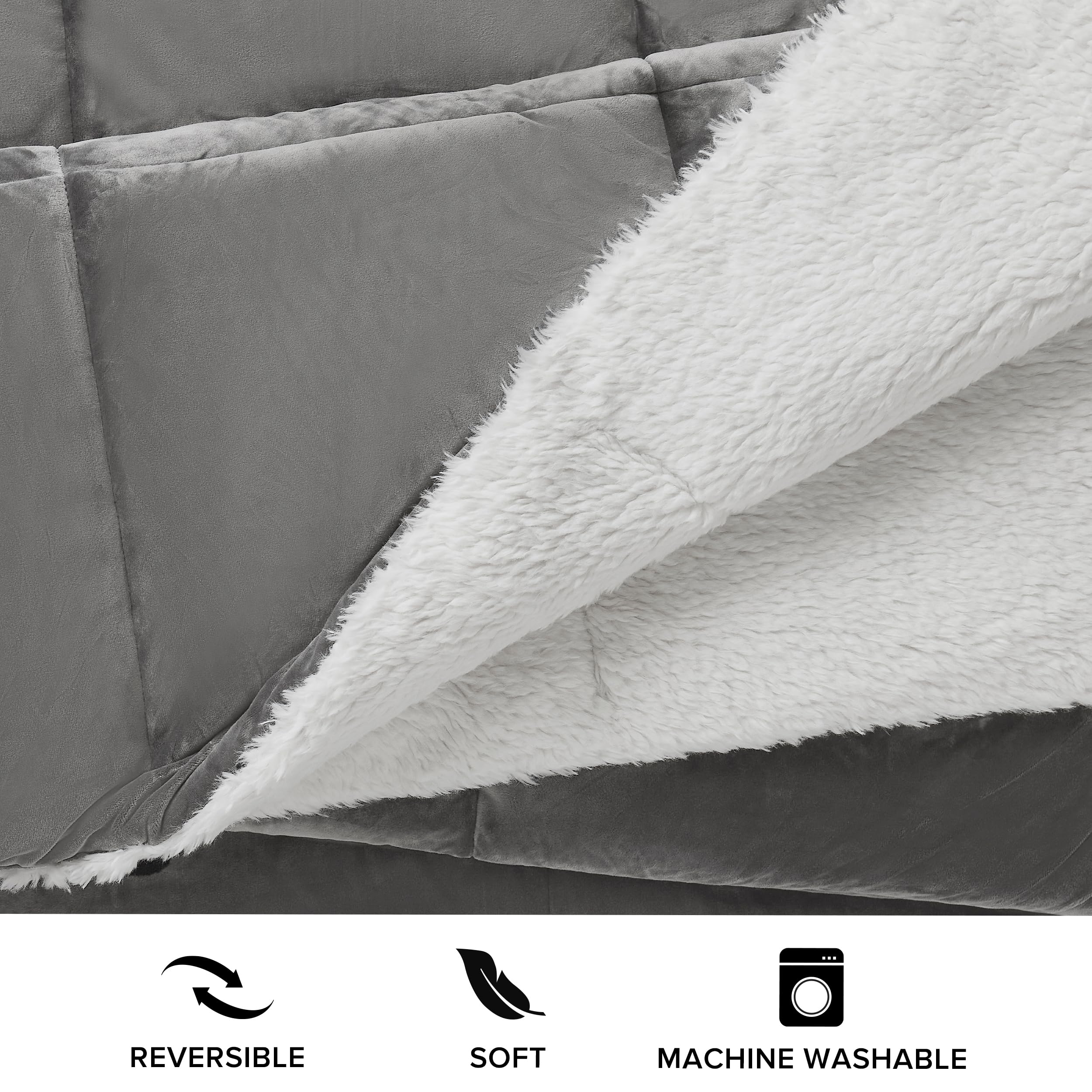 UGG Blissful Reversible Full/Queen Comforter Set - Plush Fluffy Down Alternative Bedding with 2 Pillow Shams | Hypoallergenic, Breathable & Warm | White & Seal Gray | Perfect for Cozy Winter Nights & Bedroom Decor