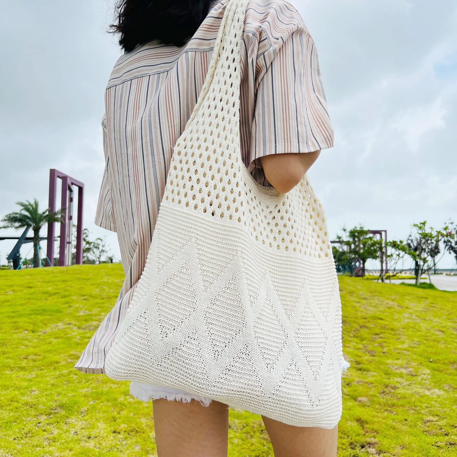 Stylish Crochet Hobo Tote Bag for Women - Handmade Knitted Beach Purse - Perfect for Summer, Travel & Boho Fashion Accessories