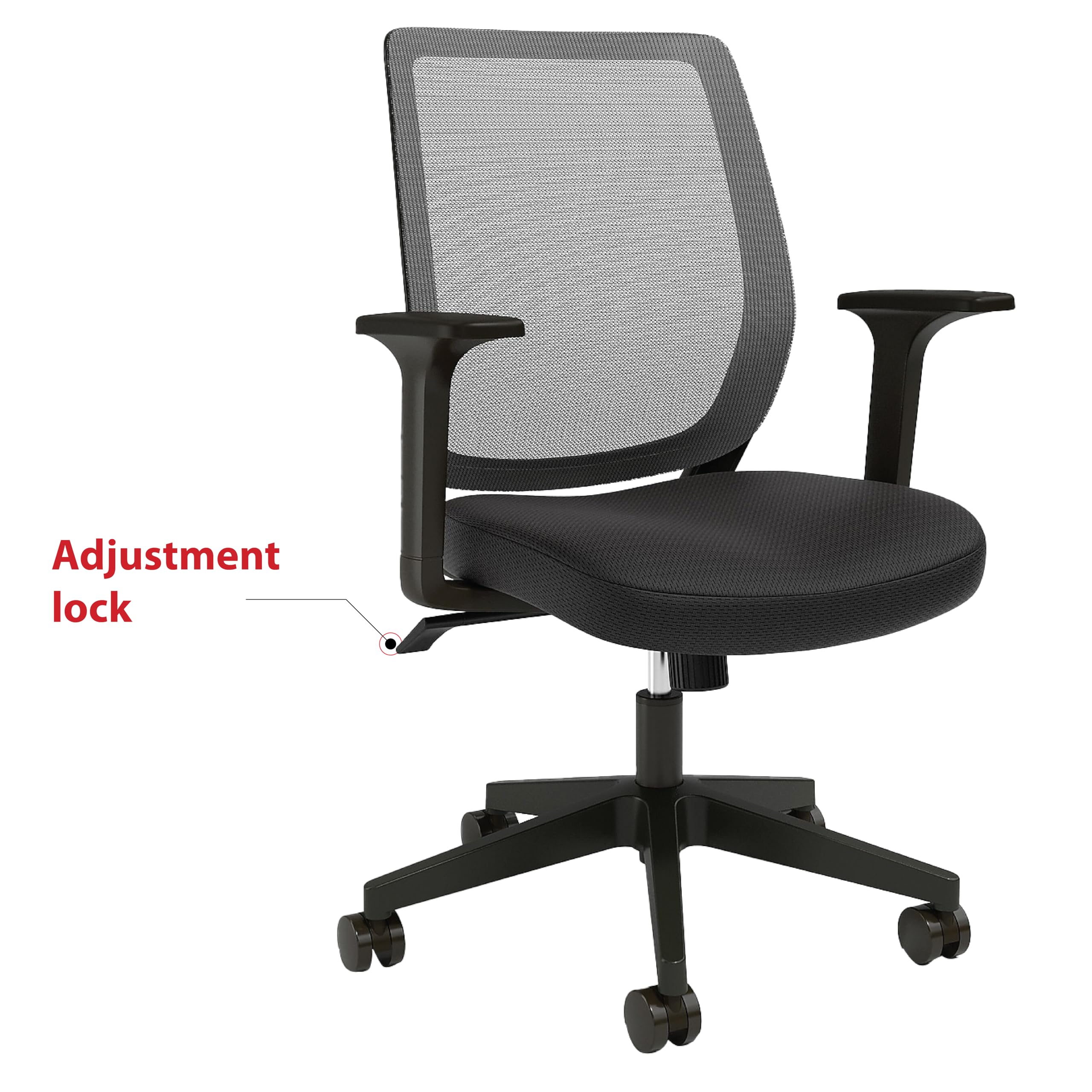 Ergonomic Mesh Back Swivel Office Chair with Adjustable Height, Tilt Tension & Lock - Comfortable Fabric Seat for Home Office, Gaming & Workspace (Ideal for Long Hours of Sitting)