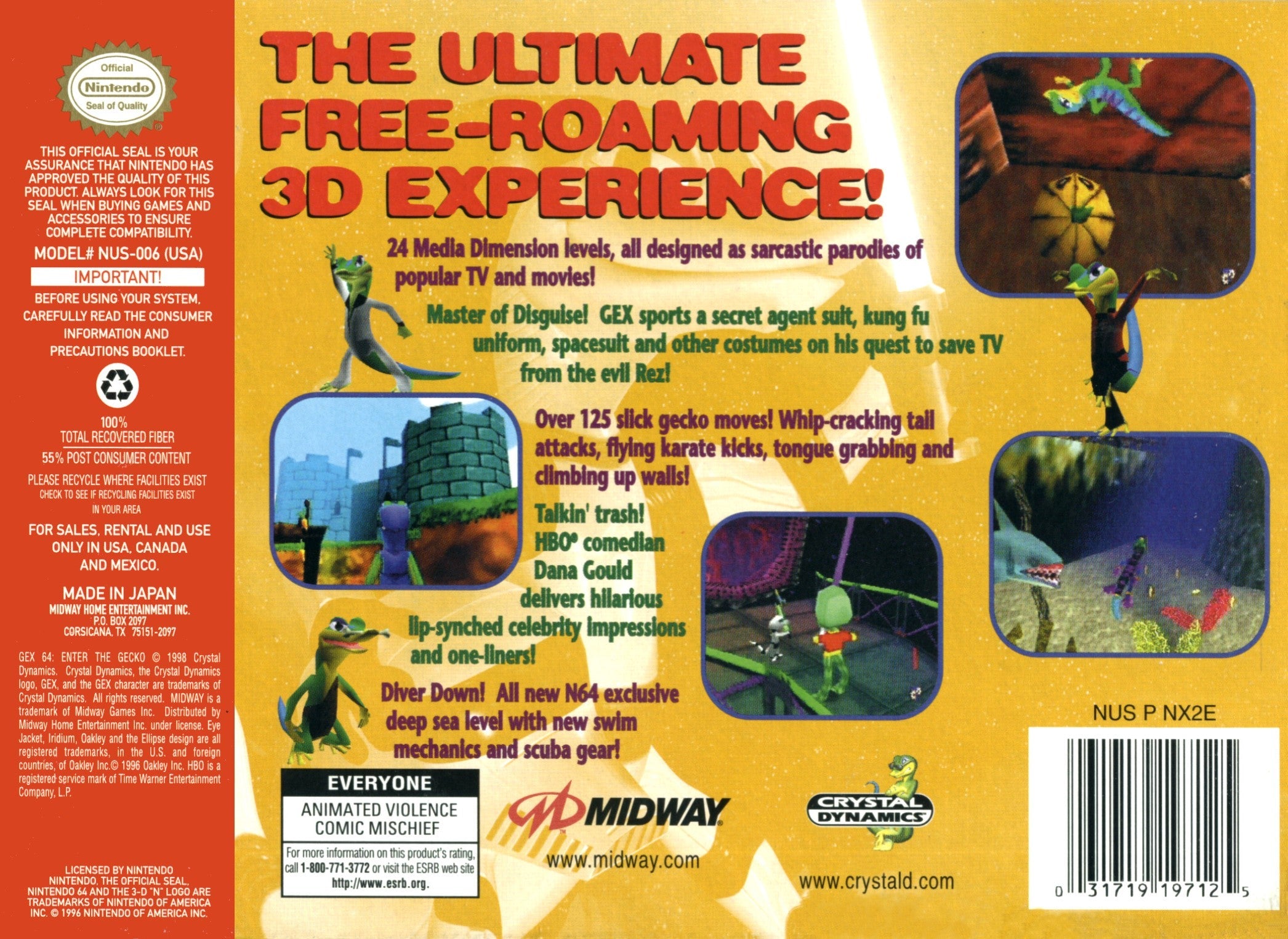 Used Gex N64 Video Games - Retro Gaming Collectibles for Nintendo 64 Enthusiasts | Perfect for Nostalgic Gaming Nights & Collector's Display