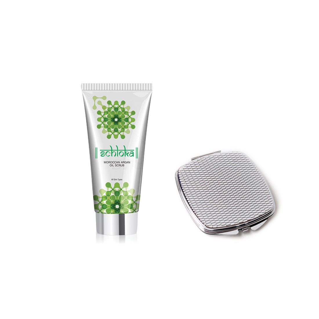 Schloka Moroccan Argan Oil Scrub with Compact Mirror – Deep Cleansing & Exfoliating for Glowing Skin | Perfect for Travel & Daily Skincare Routine