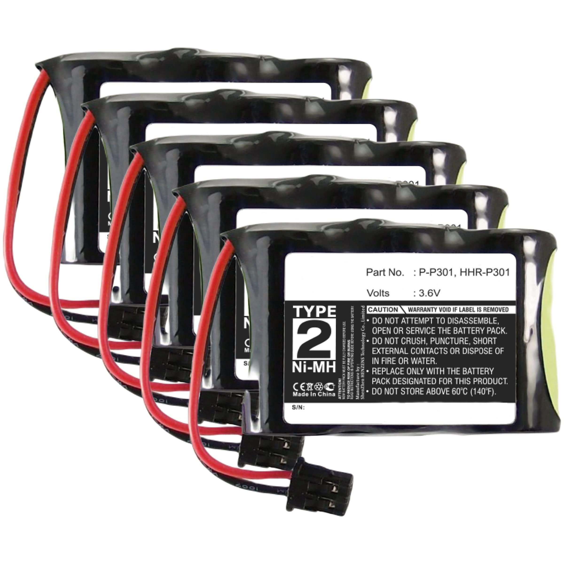 Replacement Cordless Phone Batteries for Panasonic KX-TC165B - 5 Pack Ni-CD 3.6V 350mAh High Capacity UL124 Batteries - Perfect for Home & Office Cordless Phones