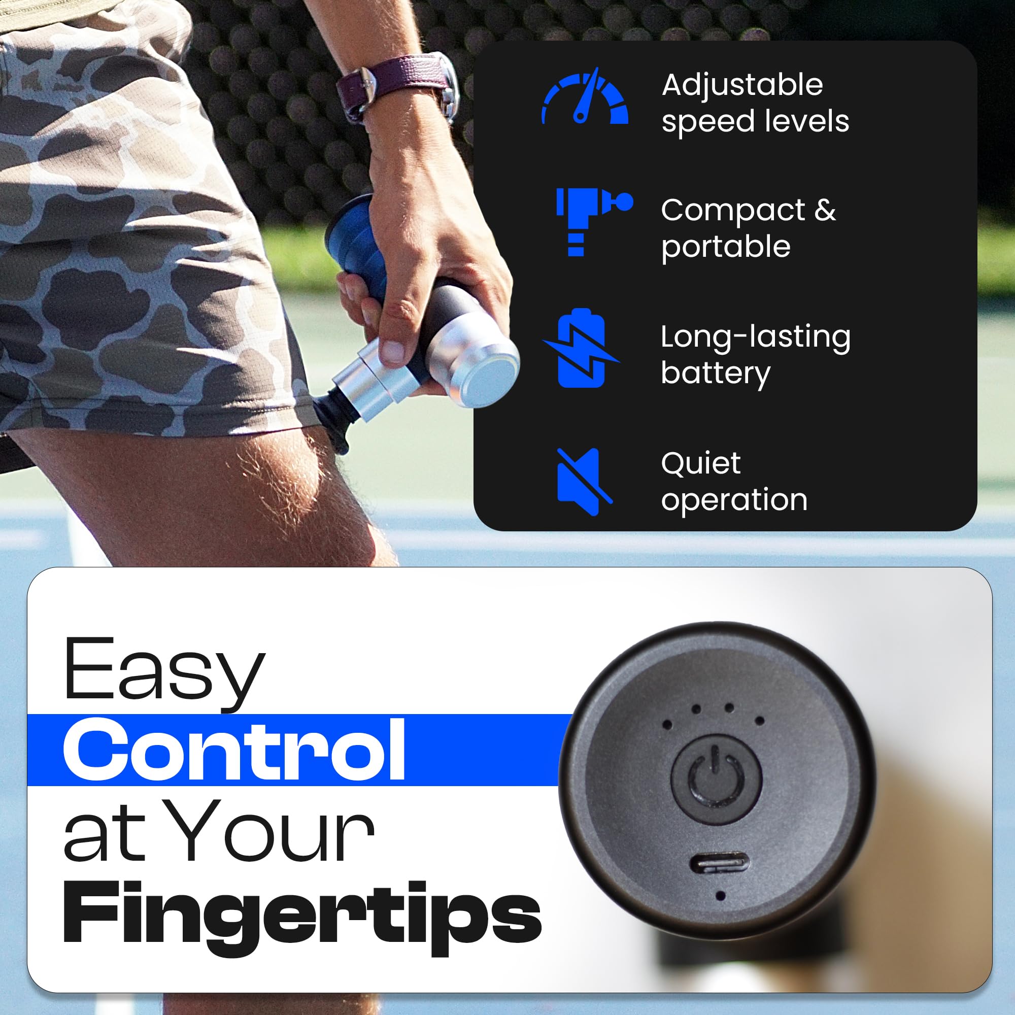 Portable Mini Massage Gun with 4 Speeds & 6 Colors - Fast USB-C Charging - Deep Tissue Pain Relief - Includes Carrying Case | Perfect for Athletes, Office Workers & Home Use