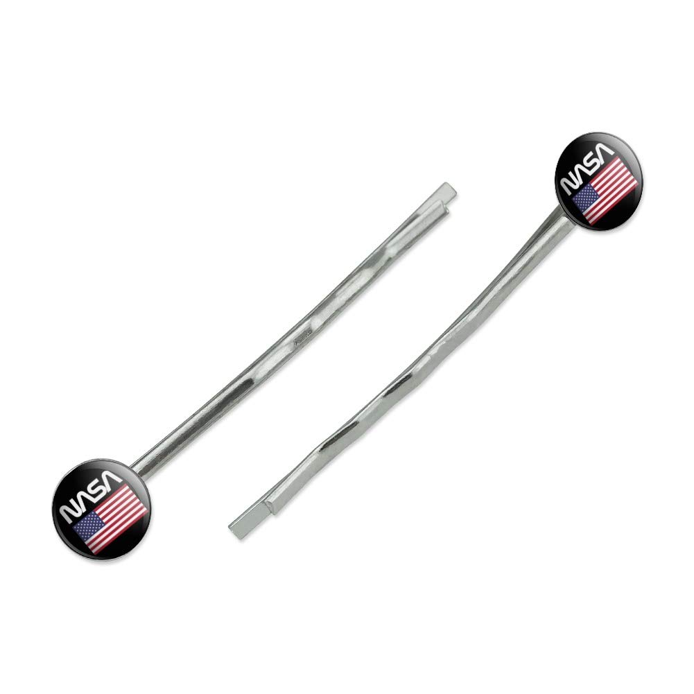 NASA Official Worm Logo USA Flag Bobby Pins - Hair Barrettes & Styling Clips for Women, Girls - Perfect for Space Enthusiasts, Cosplay & Patriotic Events