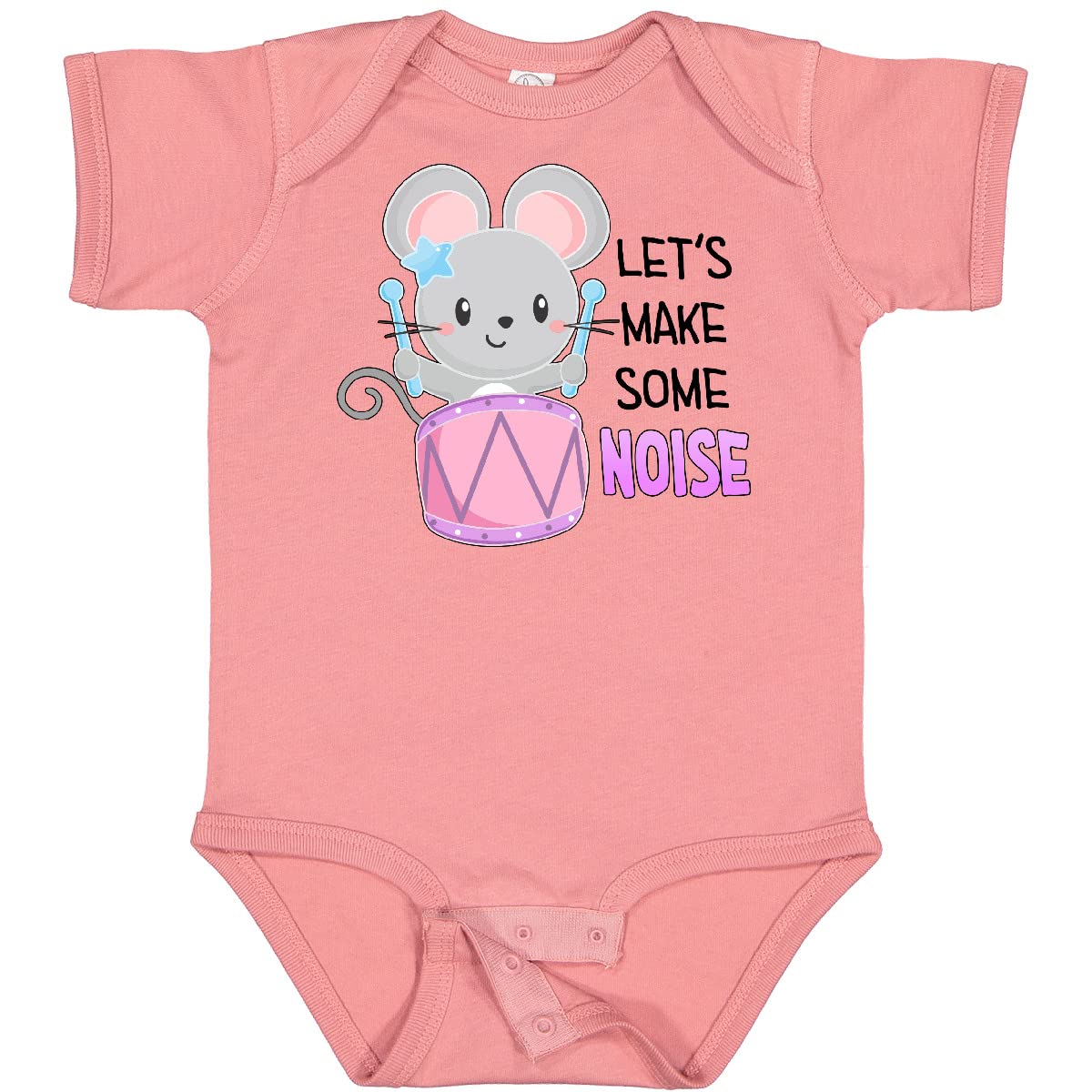 Inktastic Let's Make Some Noise Cute Mouse Drummer Baby Bodysuit - Adorable Musical Themed Onesie for Infants & Toddlers - Perfect Gift for Newborns, Baby Showers & Birthday Parties