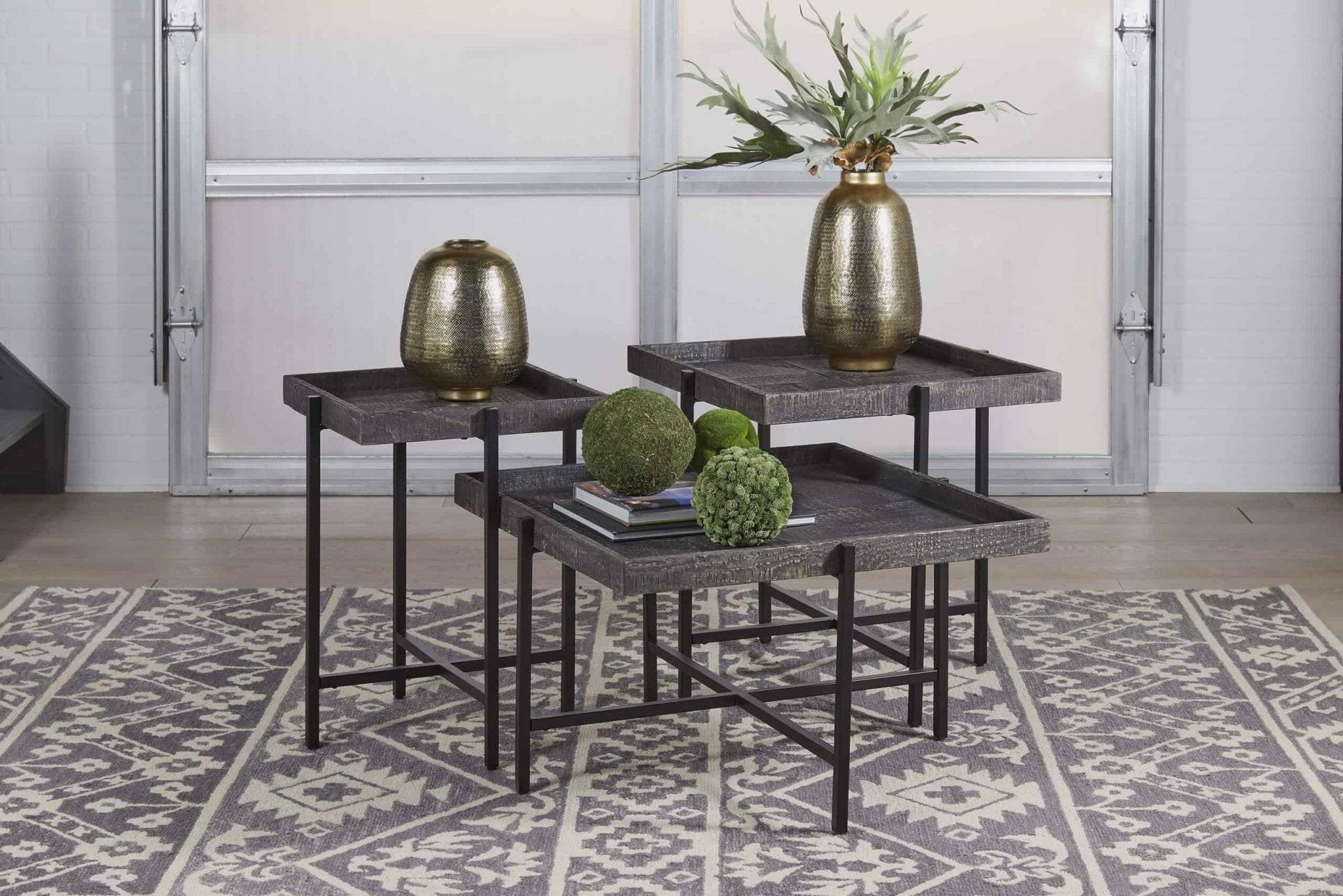 Piperlyn Modern Cocktail Table & 2 End Tables Set T218 - 13 Inch Height Living Room Furniture for Small Spaces | Perfect for Apartments, Condos & Cozy Home Decor