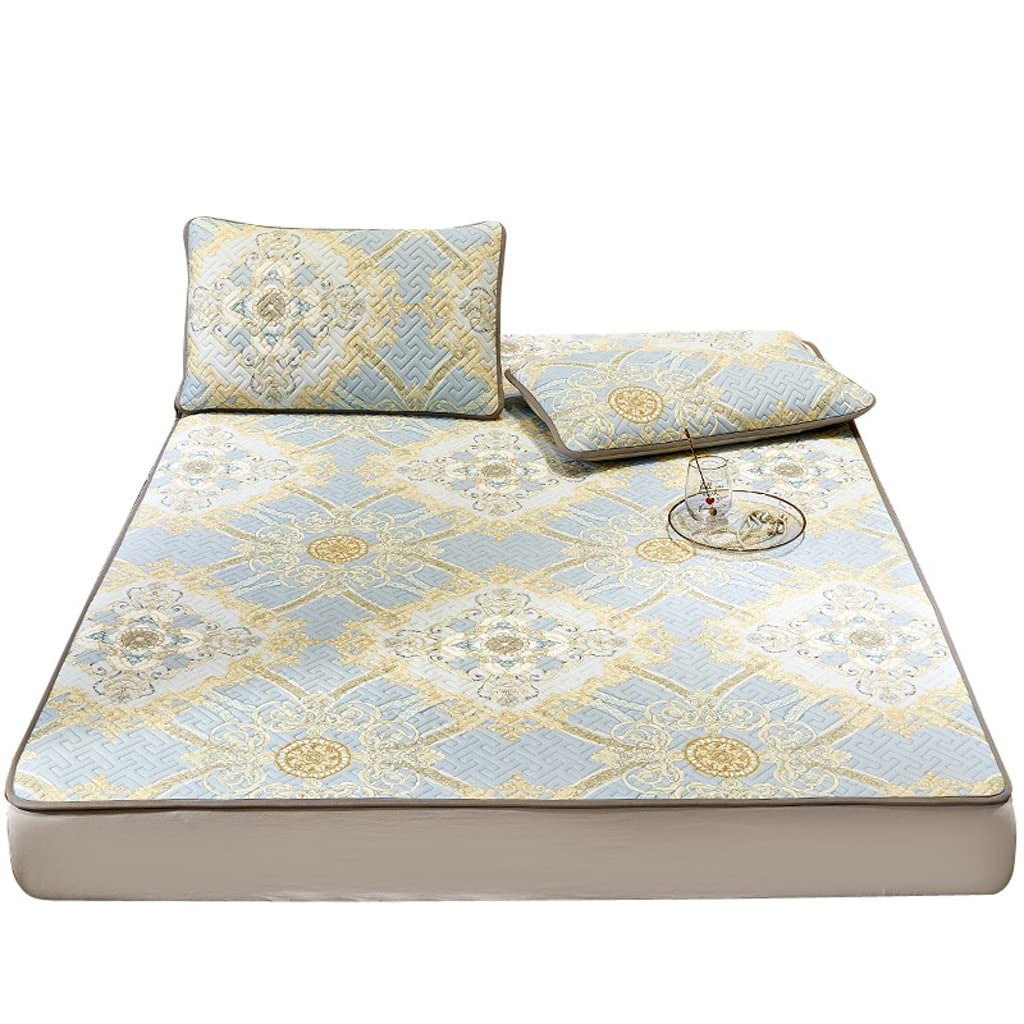 WJJ Breathable Air-Conditioned Ice Silk Mattress Pad - Soft Summer Cooling Latex Mattress Topper with Washable 3-Piece Set for Kids & Babies (1.5M) - Perfect for Nursery, Daycare & Hot Weather Comfort