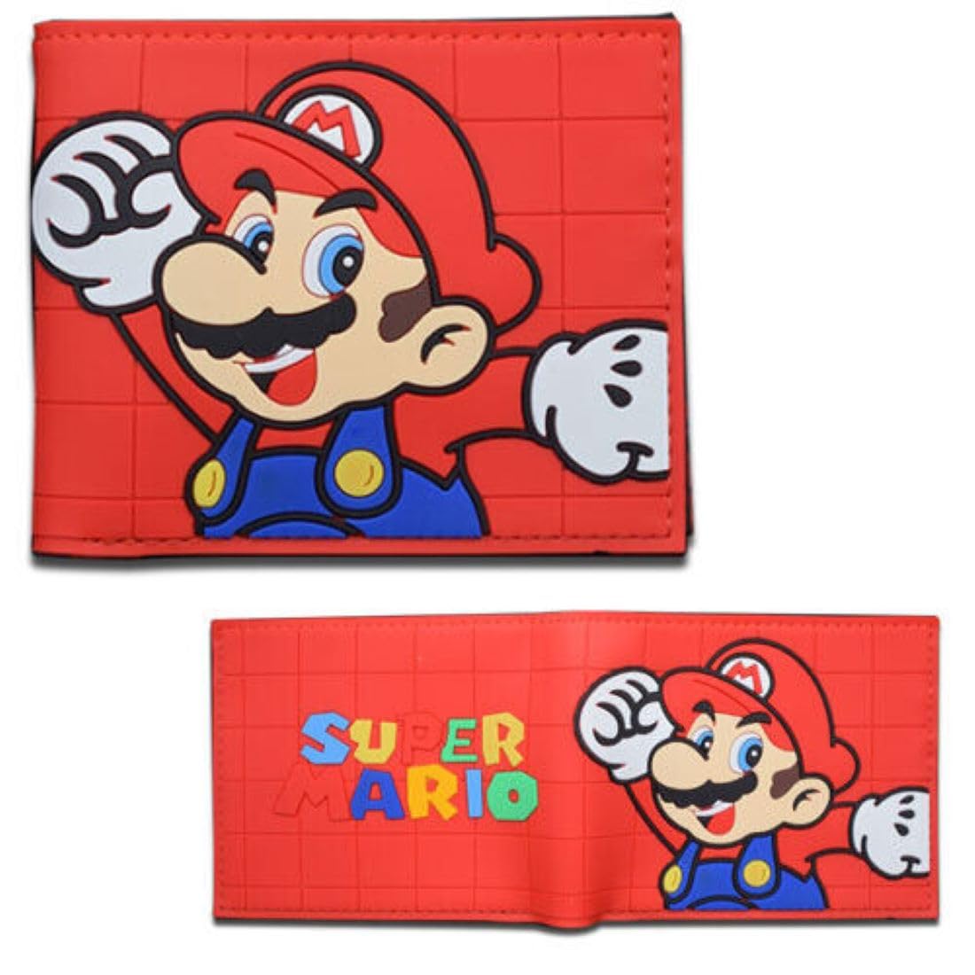 Mario Red Embossed Logo Boys Bifold Wallet - Durable PVC Leather Wallet for Kids & Teens - Perfect for School, Gifts, and Everyday Use