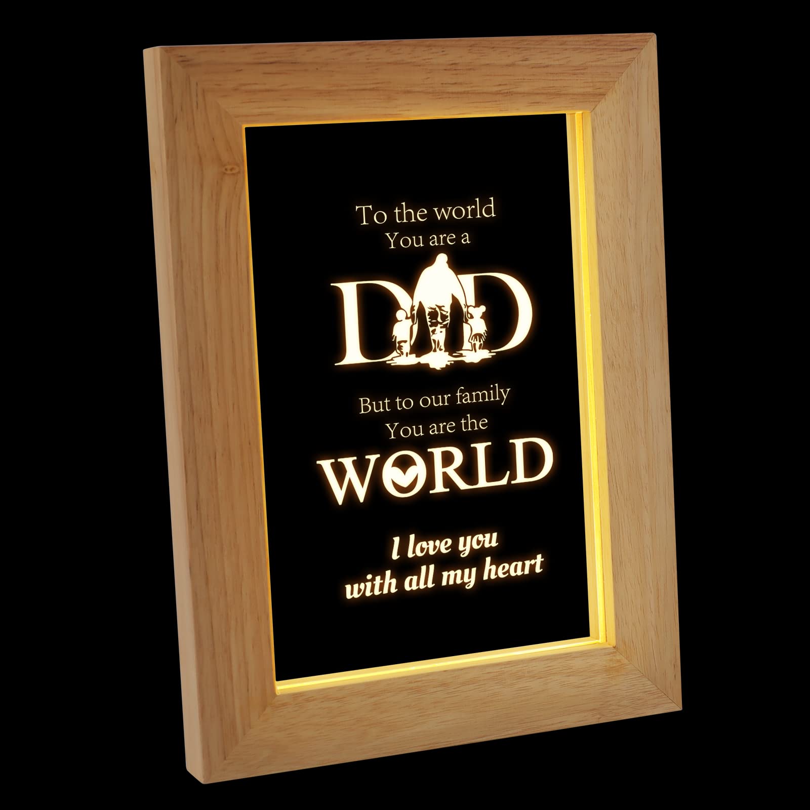 Personalized LED Acrylic Night Light for Dad - Custom Dad Gifts from Daughter or Son, Birthday Christmas Anniversary Present - Perfect for Bedroom, Office & Home Decor