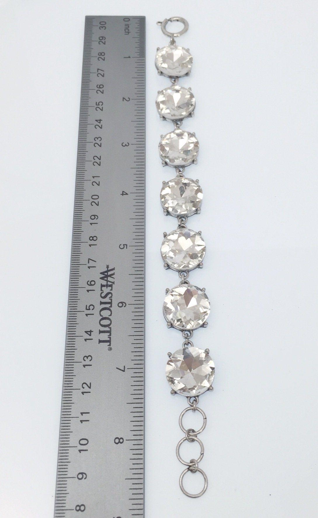Large Round Clear Rhinestone Bling Bridal Prom Formal Fancy Silver Tone Clasp Bracelet - Elegant Jewelry for Weddings, Parties & Special Occasions