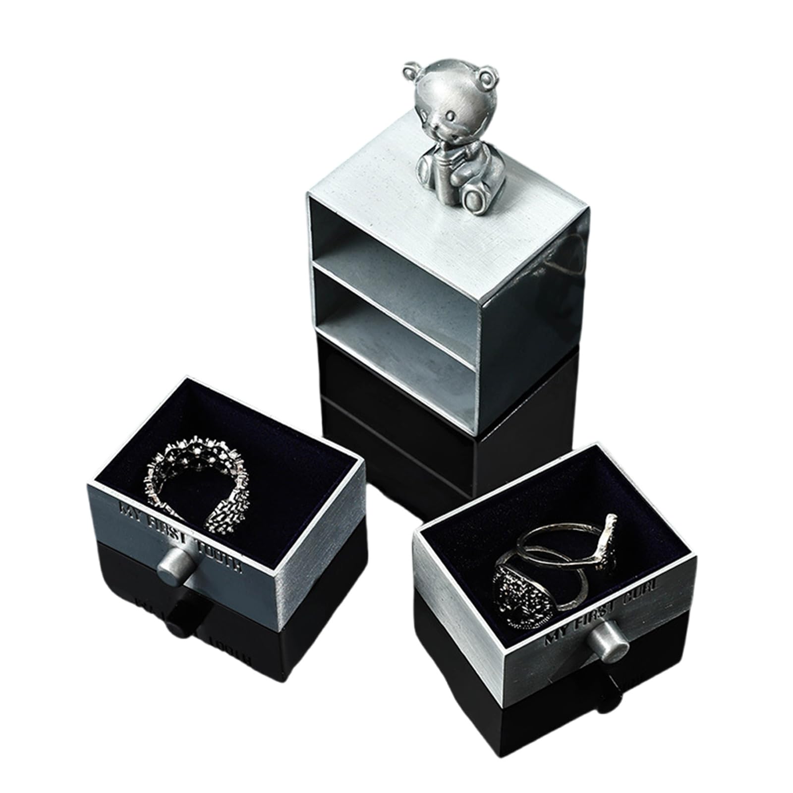HUANIZI Baby First Tooth Keepsake Box - Metal Storage Case for Lost Teeth, Deciduous Tooth Preservation Container - Perfect for Childhood Memories & Milestone Souvenirs (Ideal for New Parents, Baby Showers & Memory Keeping)