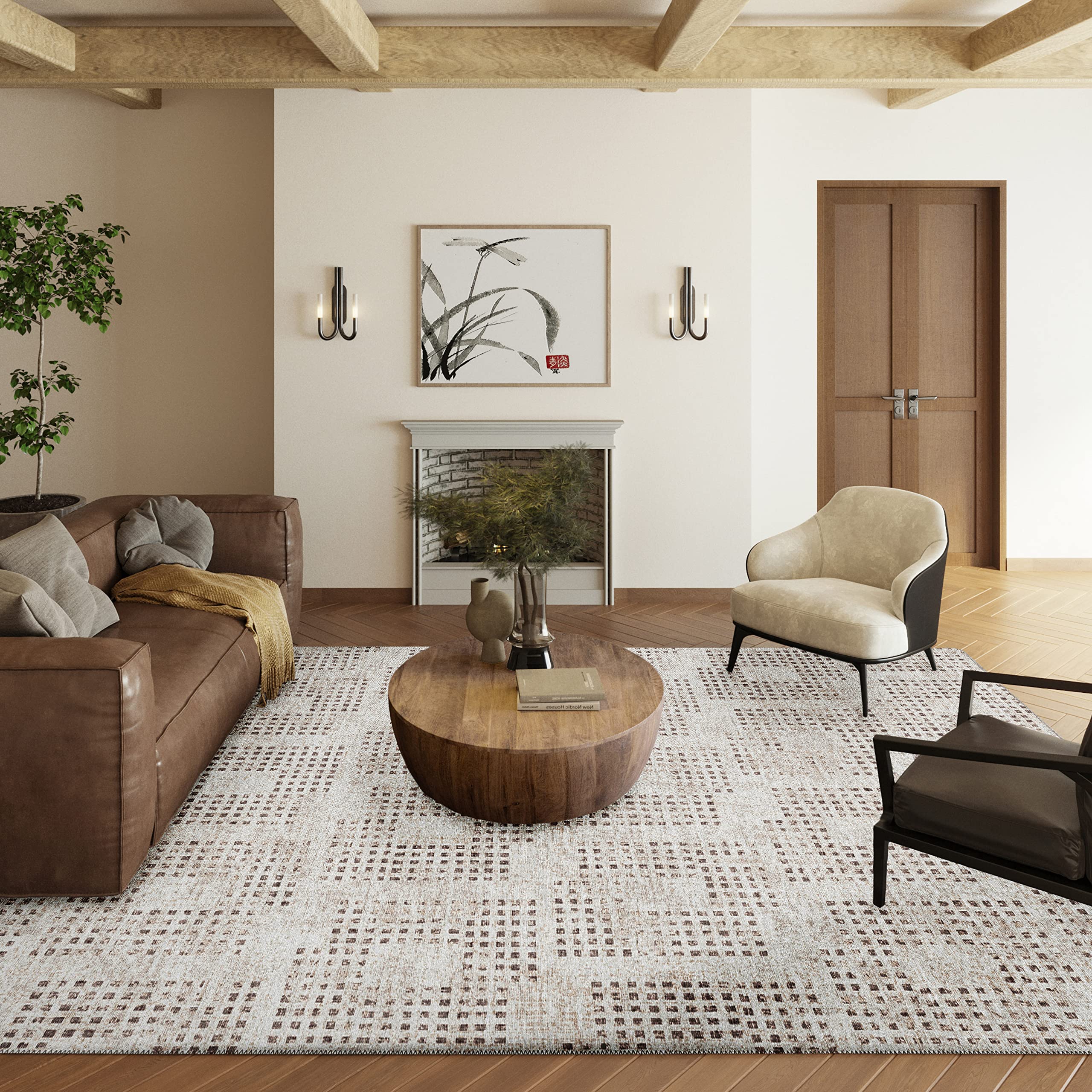 Addison Rugs Eleanor AER31 Beige 10' x 14' Indoor/Outdoor Area Rug - Machine Washable, Non-Shedding, Easy Clean - Perfect for Bedroom, Living Room, Dining Room, Kitchen & Patio - Durable & Stylish Home Decor for All Seasons
