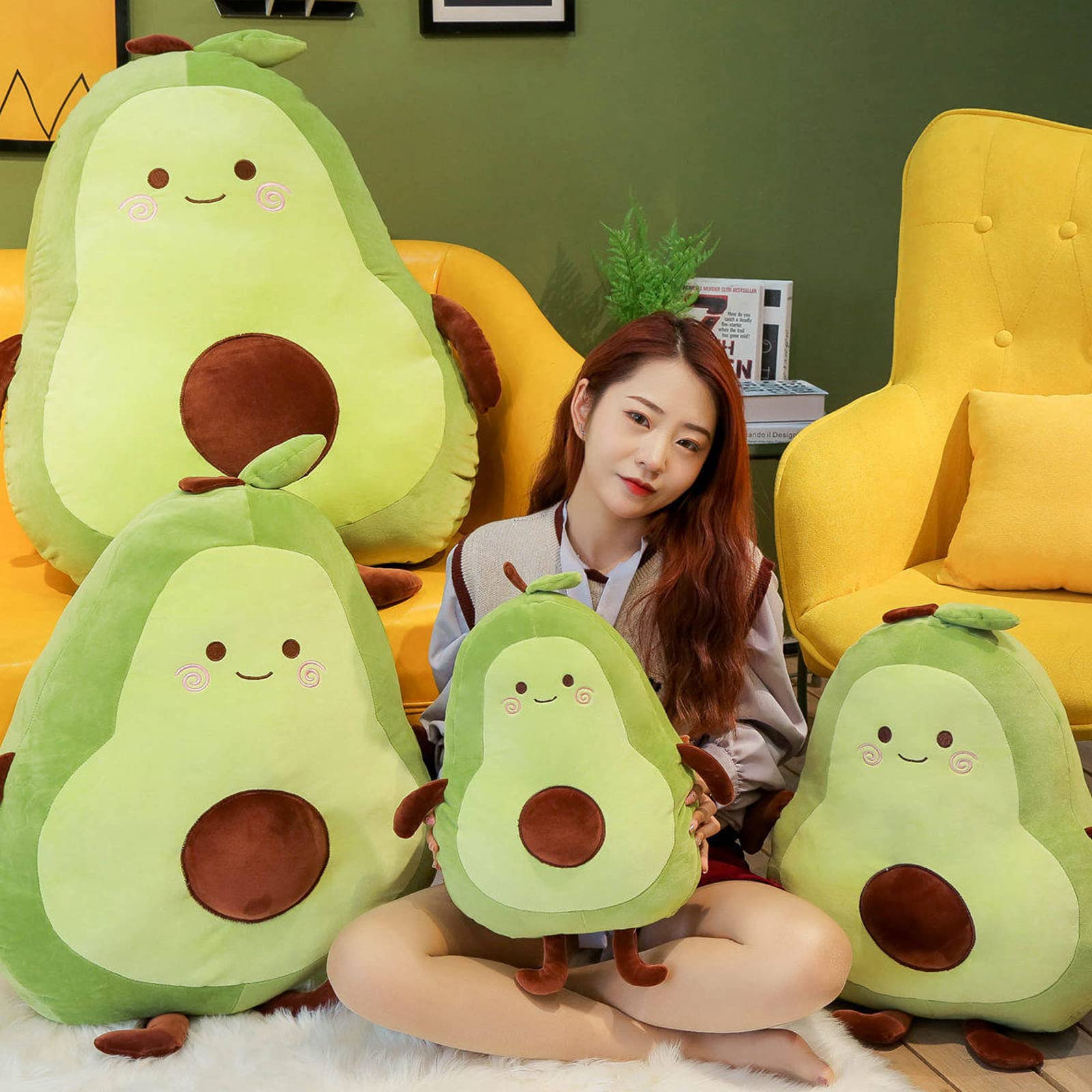 EHOTONG Avocado Plush Toy - 17.7 Inch Cute Funny Fruit Stuffed Animal, Soft Throw Pillow for Kids & Adults | Perfect for Home Decor, Gift, and Couch Accessories