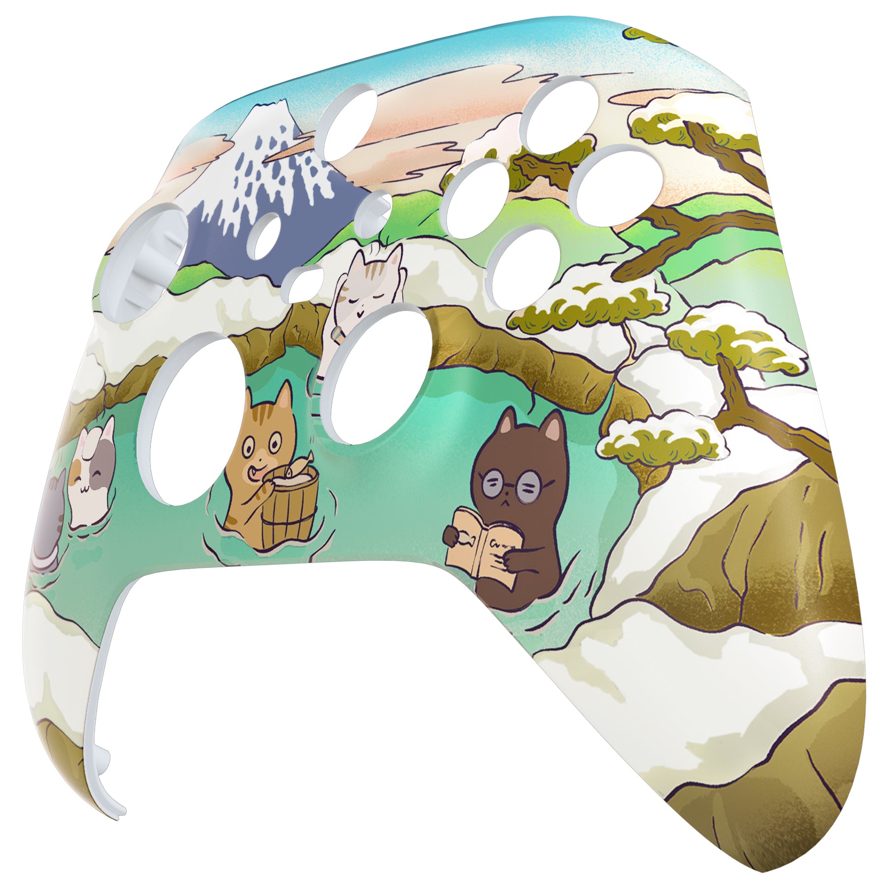 eXtremeRate Replacement Faceplate & Front Housing Shell for Xbox Series X/S Controller - Hot Spring Kitties Design | Custom Gaming Accessories for Enhanced Play Experience